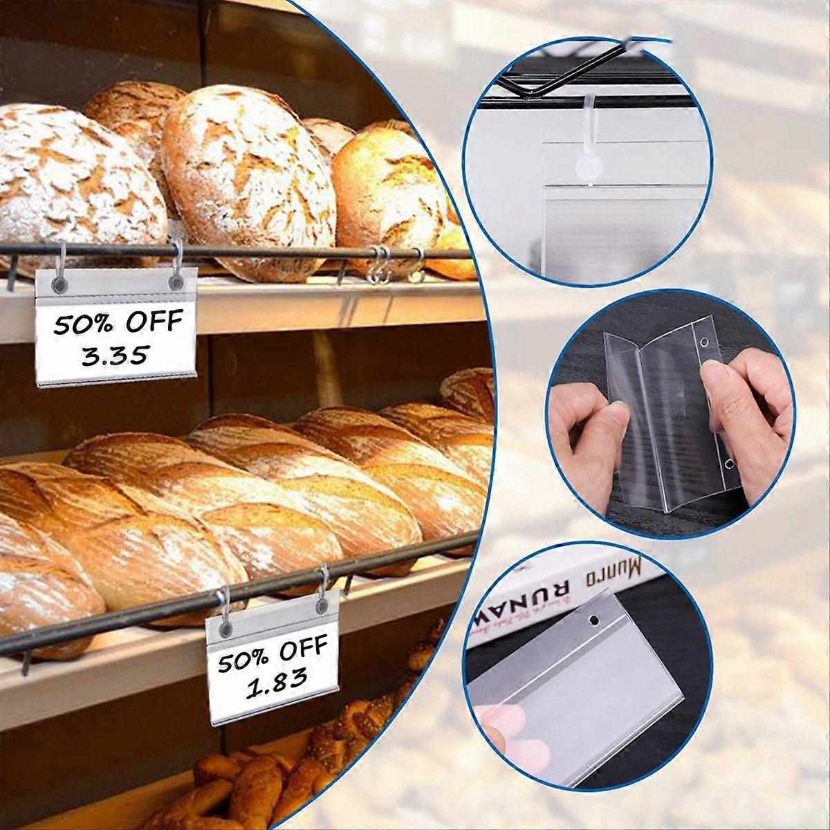 100PCS Clear Label Holders for Wire Shelf Retail Price Label