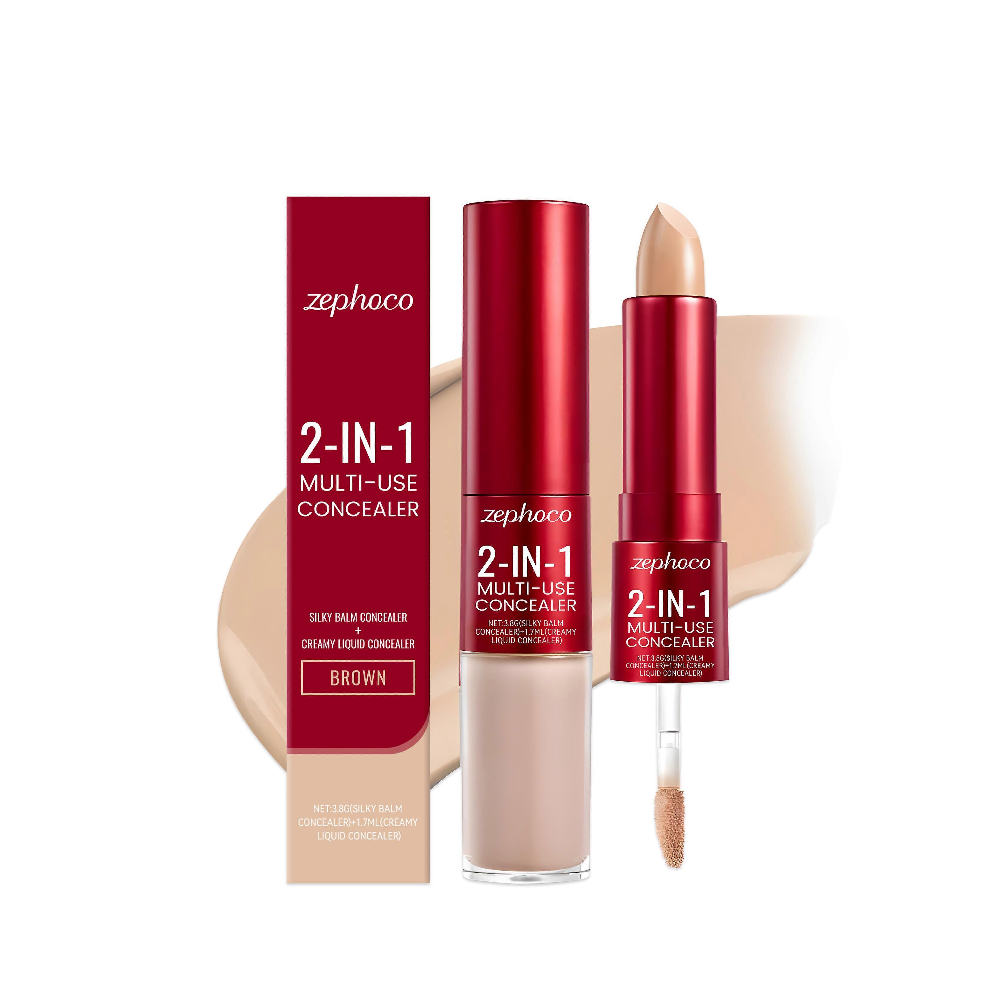 zephoco Brown Hydrating Concealer 2-In-1 Concealer Liquid Stick To Enhance Skin Tone And Create A Natural Makeup Effect