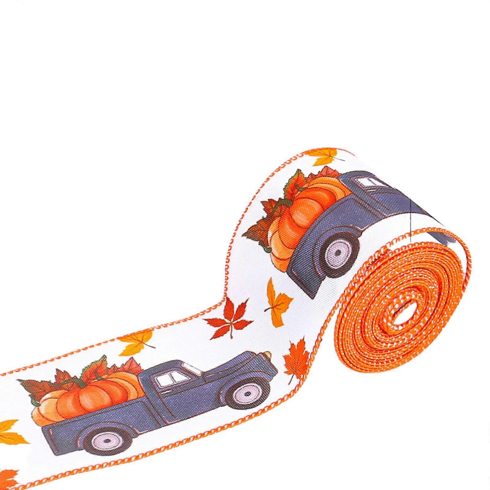 JWDX Ribbon Clearance! Autumn Theme Wired Burlap Ribbon, Fall Leaves & Maple Ribbons, 1X Gift Wrapping Tape (Compatible with fall decor)