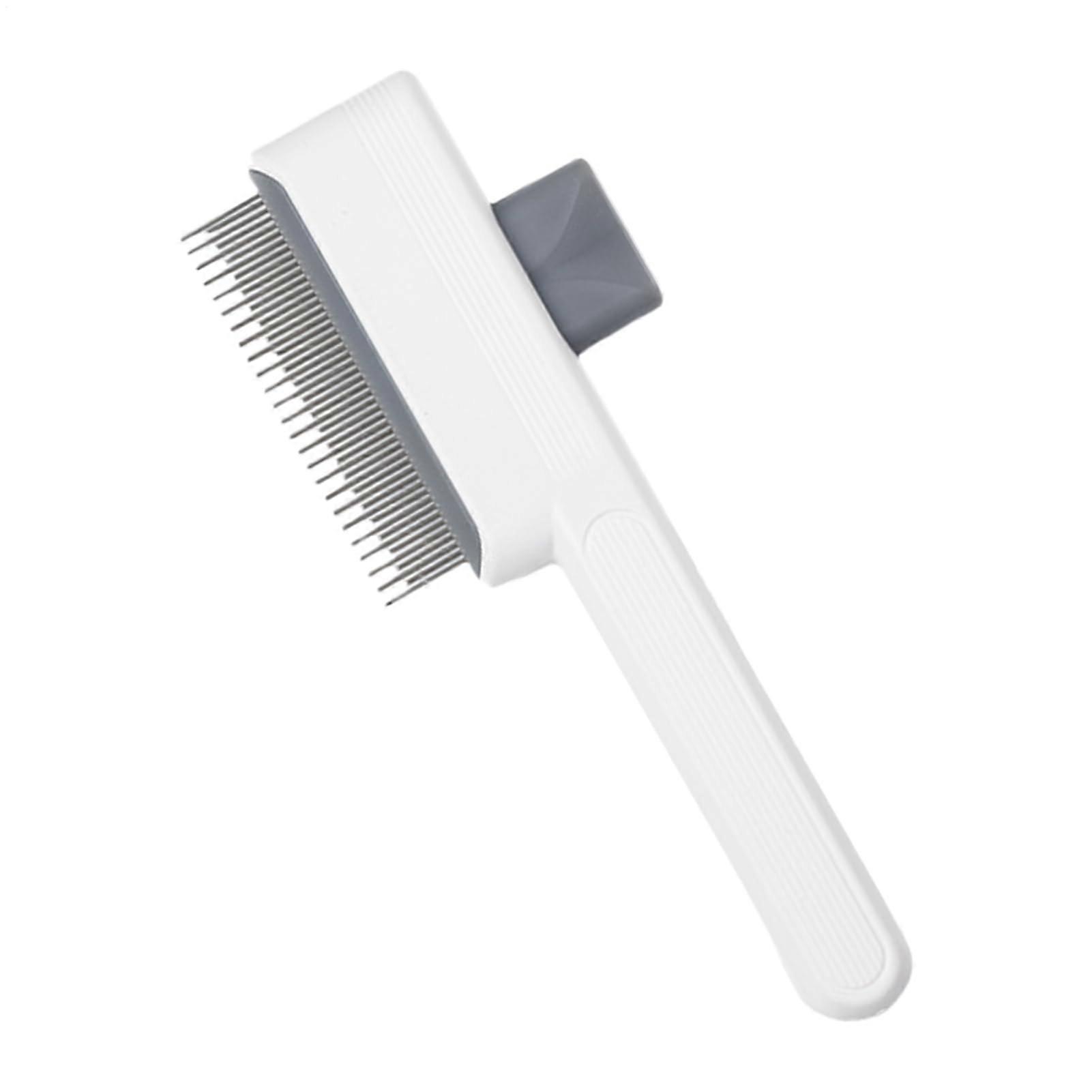 Cat Grooming Comb For Cats And Kittens, Ergonomic Handle AntiTangle Brush For Short And Long Hair, White