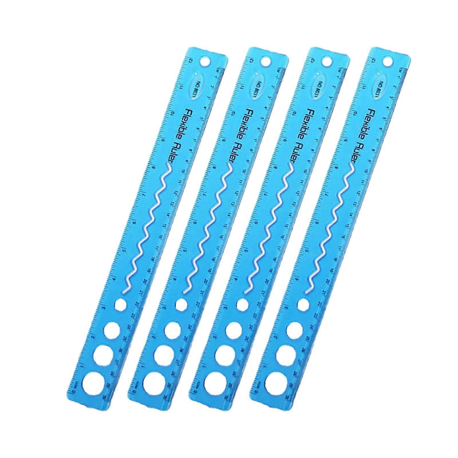 For Kids Student Soft Bendable Ruler Flexible Plastic Ruler Inch And Centimeter Ruler Solid Color Suitable For School Home