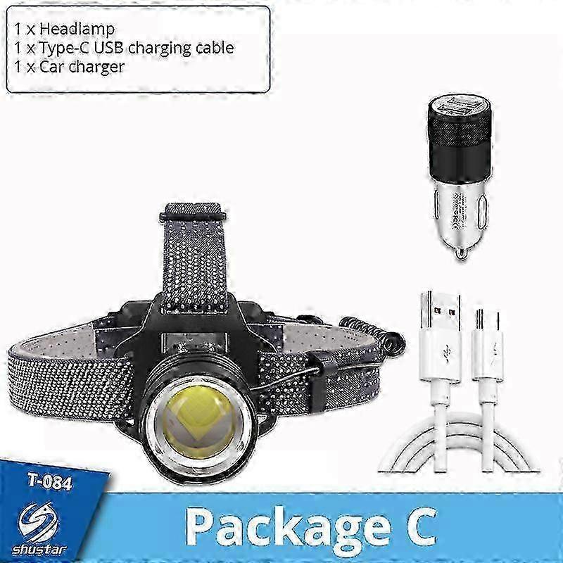 Xhp160 Rechargeable Led Headlamp, Powerful Zoomable Lantern, 3 Light Modes For Expeditions, Hunting, Etc. - Projectors