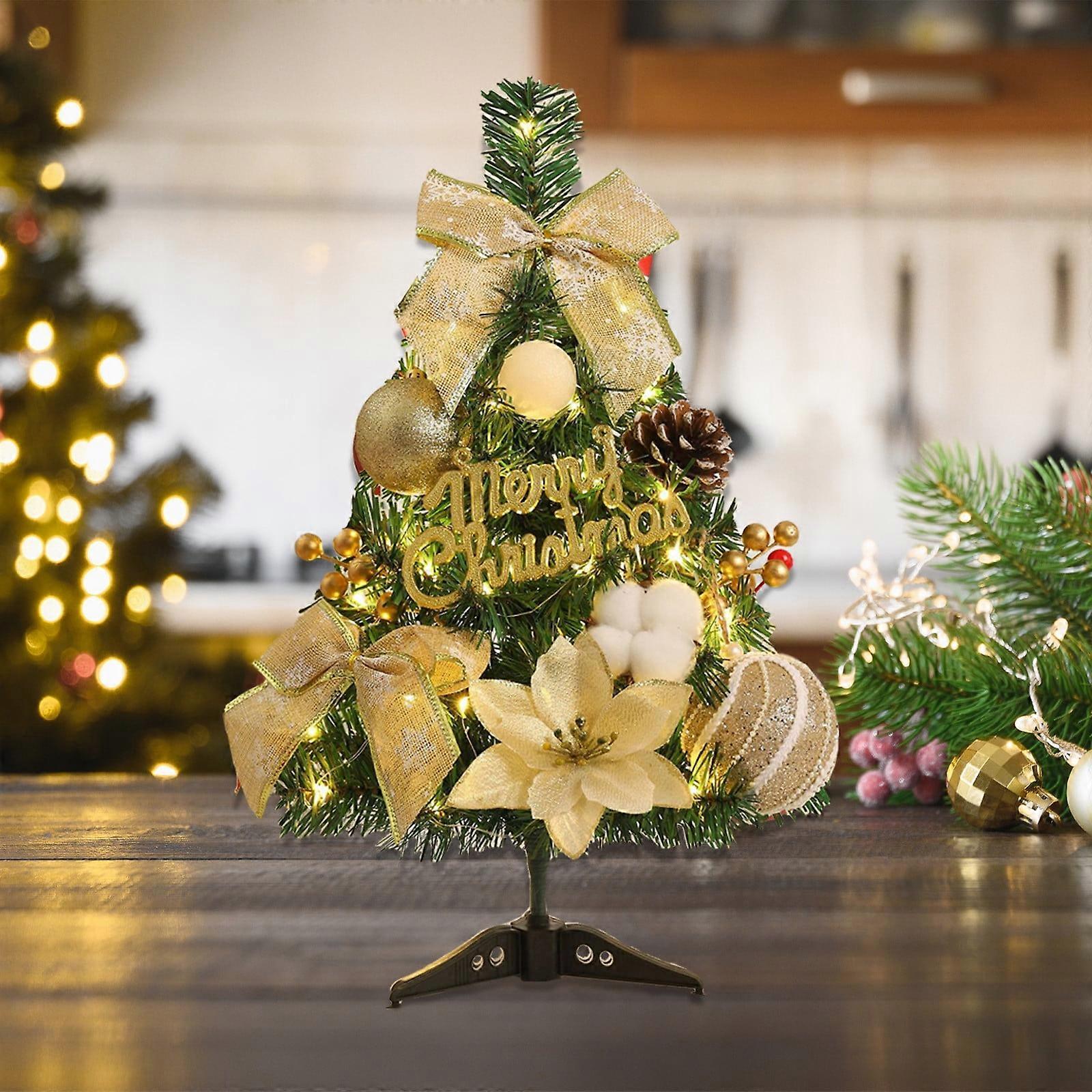 23.6" Artificial Mini Snow Flocked Christmas Tree with Ornaments, Tabletop Holiday Decor for Indoor Home Desktop