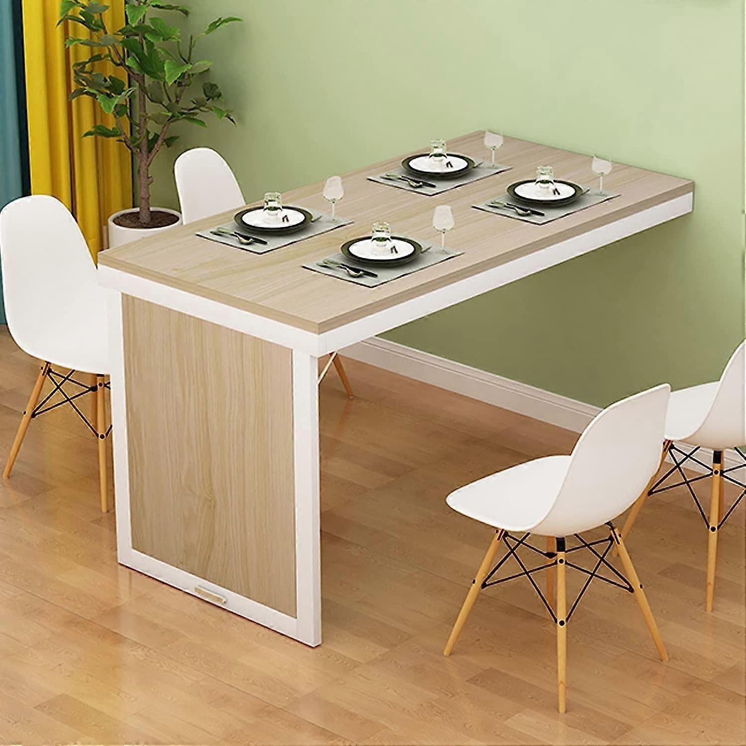 Folding Dining Table WallMounted FoldUp 90x40cm MDF White Convertible Desk For Small Spaces Office Bedroom Kitchen