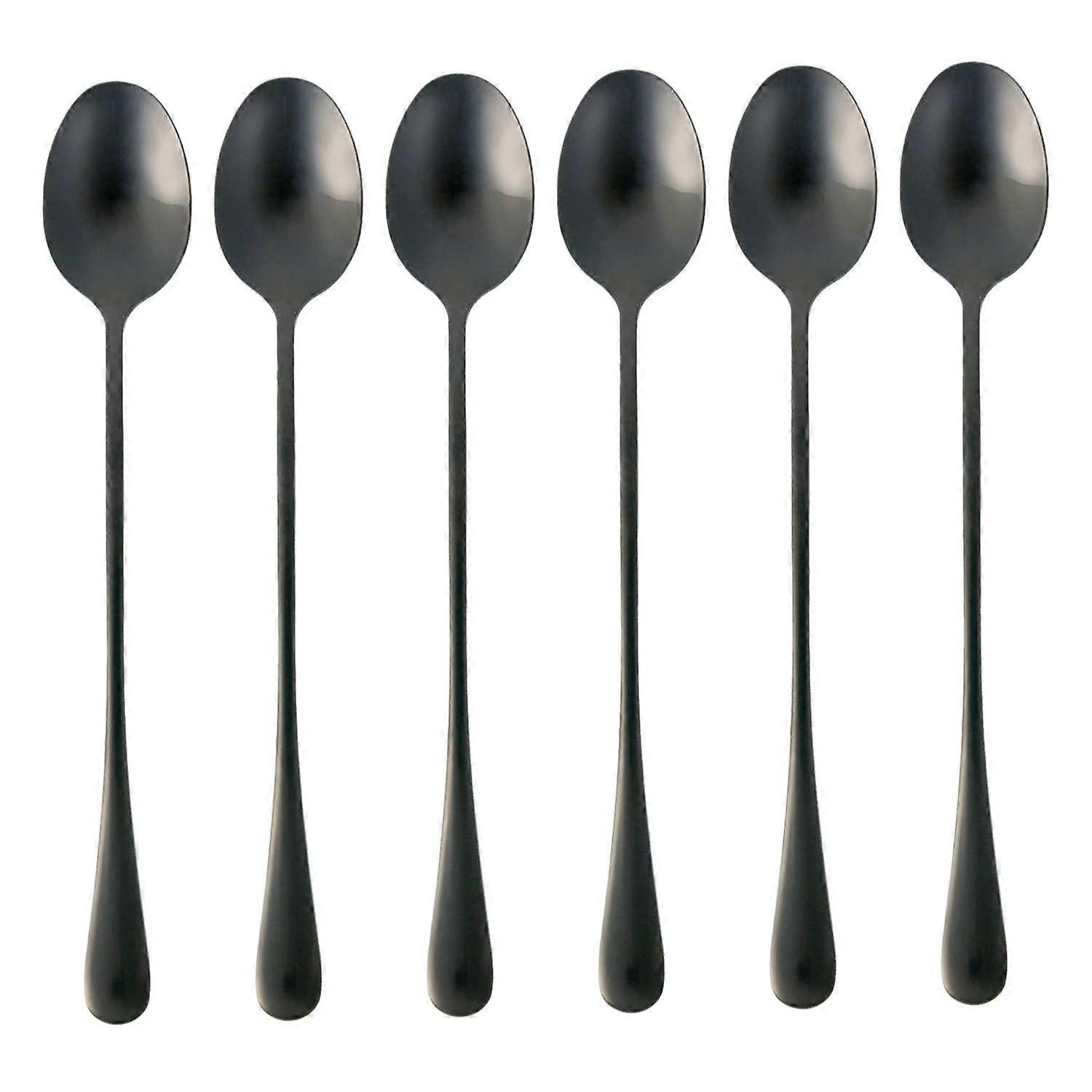 Spoon Set Stainless Steel 19 cm Ice Cream Spoon with Long Handle Dessert Spoon for Coffee Cocktails (6 pcs.)