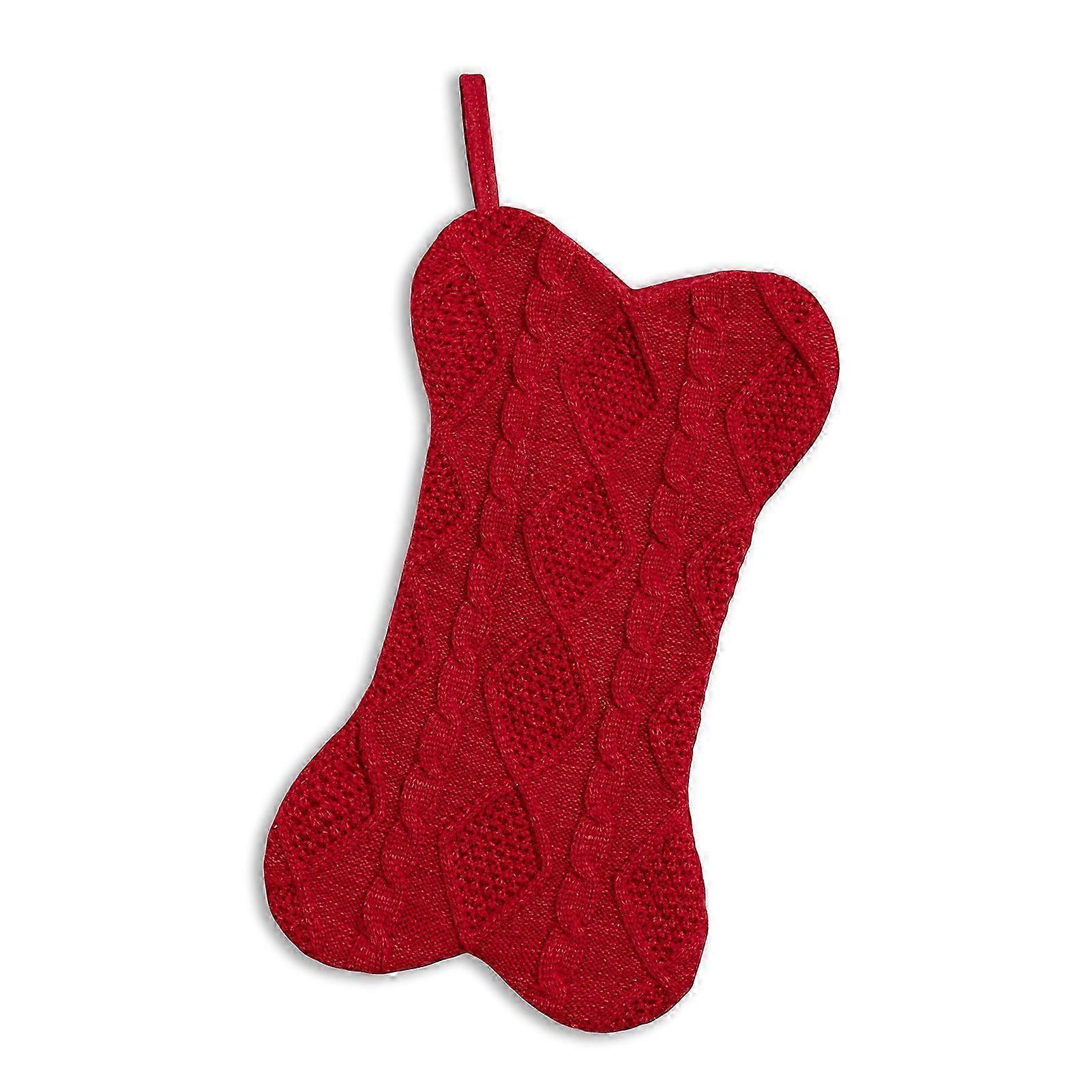 Knitted Christmas Stocking Xmas Tree Hanging Decoration Bone Shape Sock