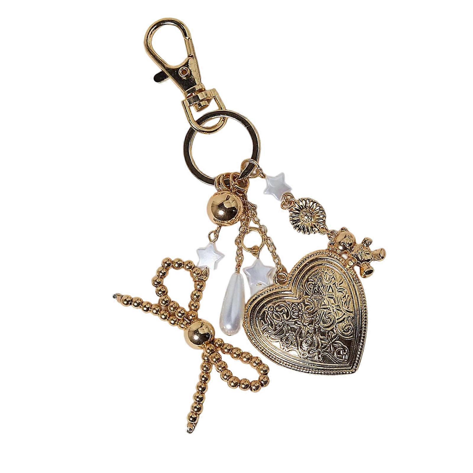 Delicate Heart Shaped Flower Bag Strap Keychain With Braided Rope Accessory for Everyday Use Special Occasions Multicolor