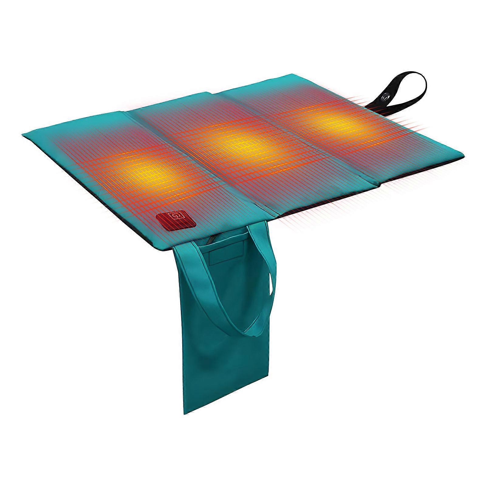 Transportable Stadium Chair Stove University Cloth Building 3 Temperature Configuration USB Connection For Concerts Contests  peacock blue