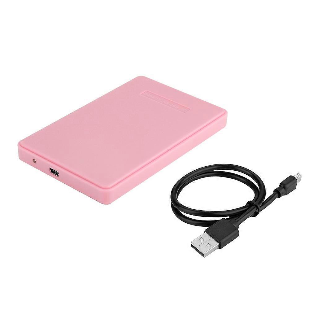 2.5inch SATA SSD External Enclosure USB 2.0 Hard Drive Case (Pink) (Not Inclube Hard Disk)