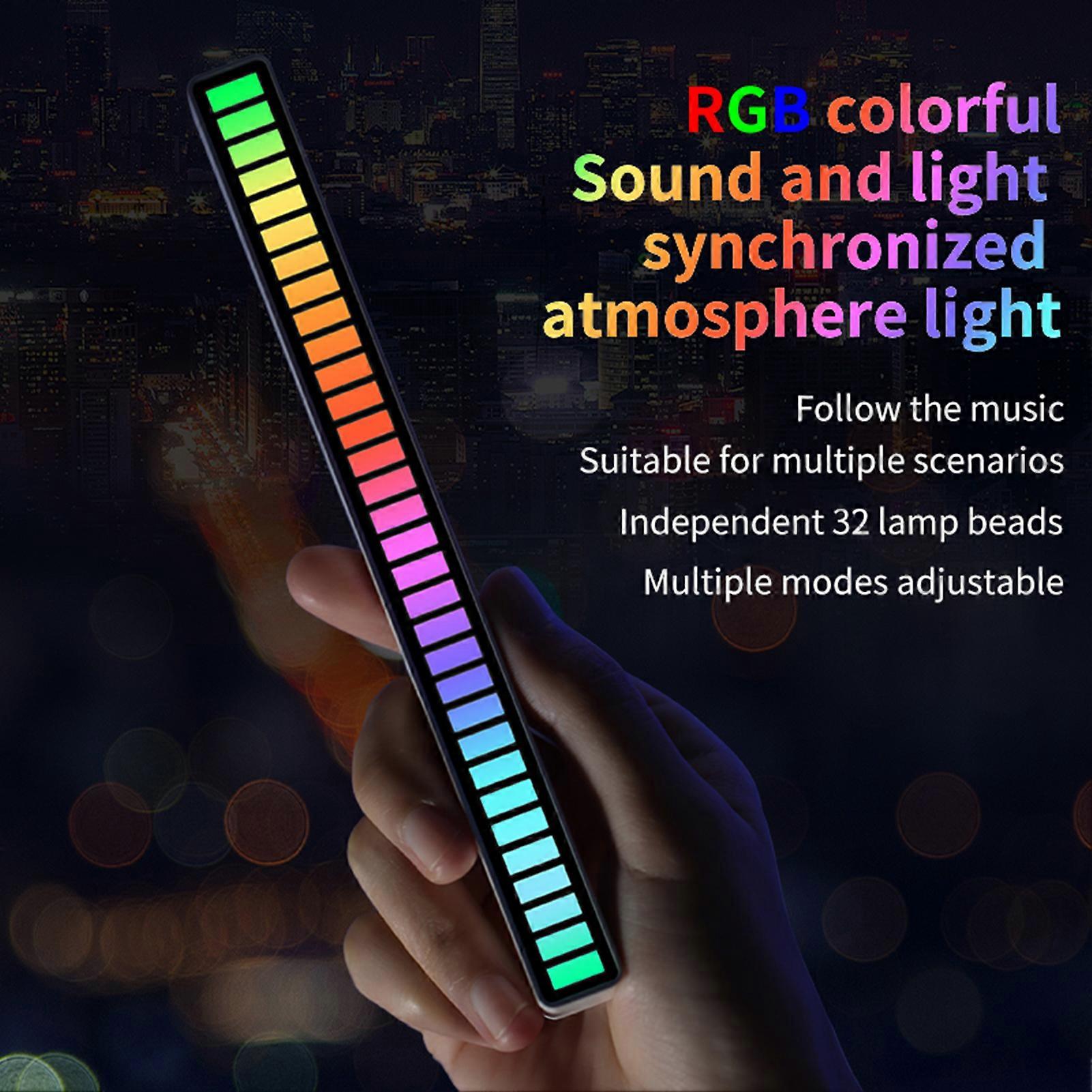 Hariumiu RGB Lamp Music Rhythm Pickup Light Multiple Modes 5 Speeds Battery Operated Desktop Sound Control Lamp Ambient Light
