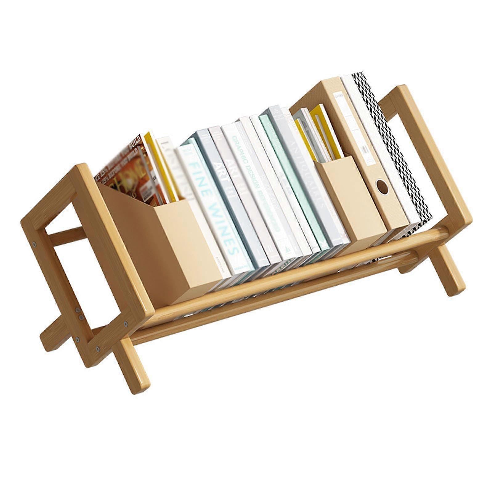 Desktop Bookshelf Wooden Small Bookcase for Tilted Books and Office Storage in Tight Spaces 33cm