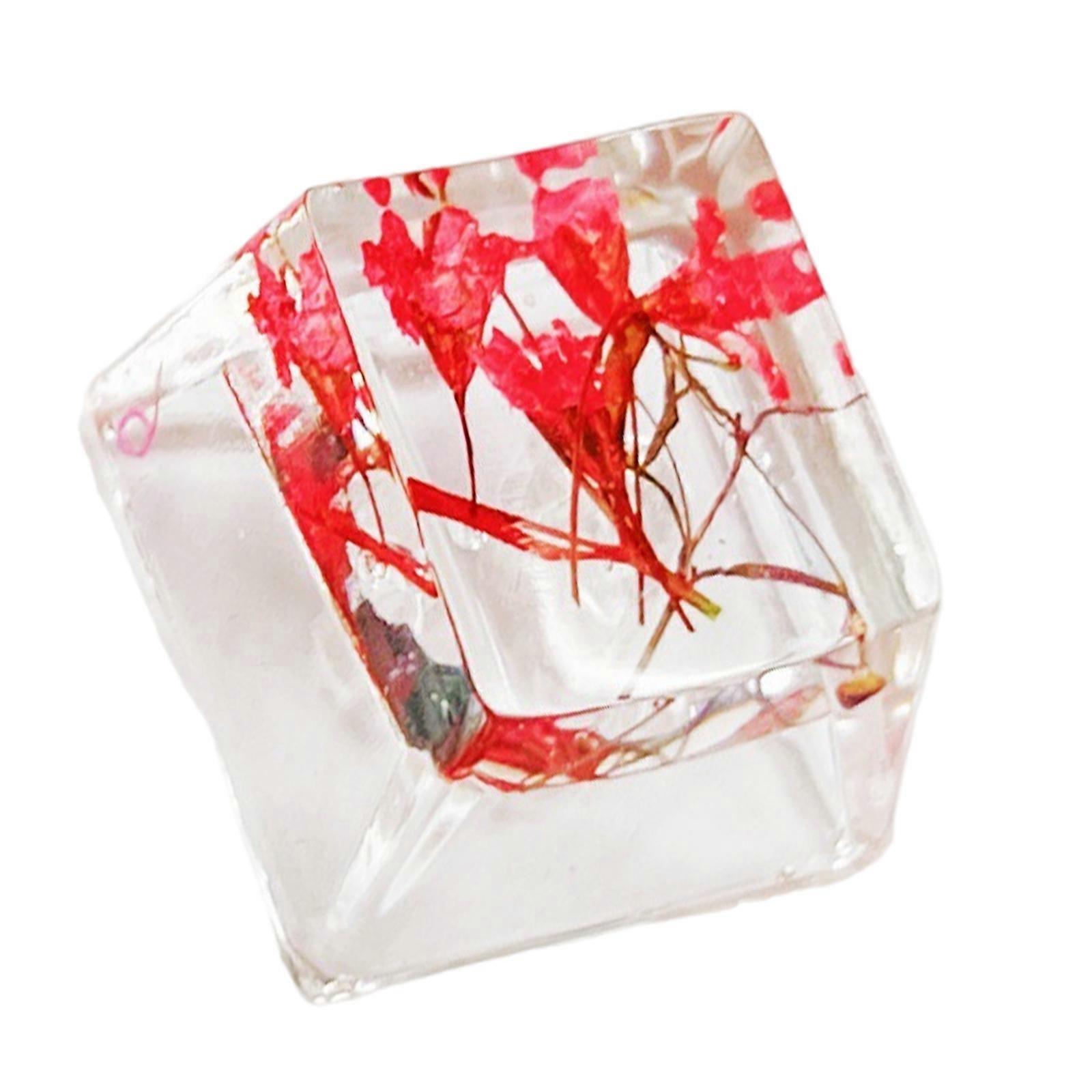 Resin Epoxy Keycap Featuring Embeddeds Dry Flowers, Translucents Keycap for Backlit Keyboards  Red