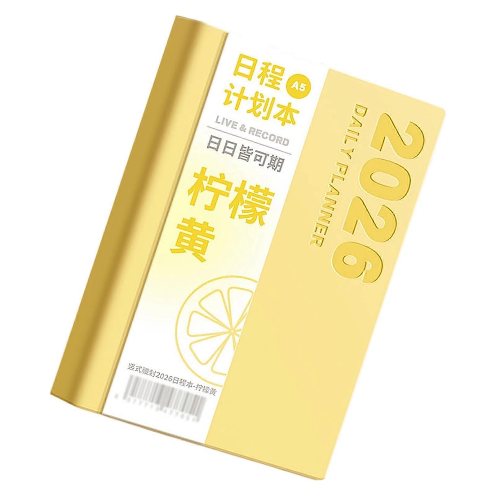 2026 Day Planner Two Day Per Page Leather Academic Journal Notebook 13 Month From 2025.12-2026.12 for Daily Scheduling  lemon yellow