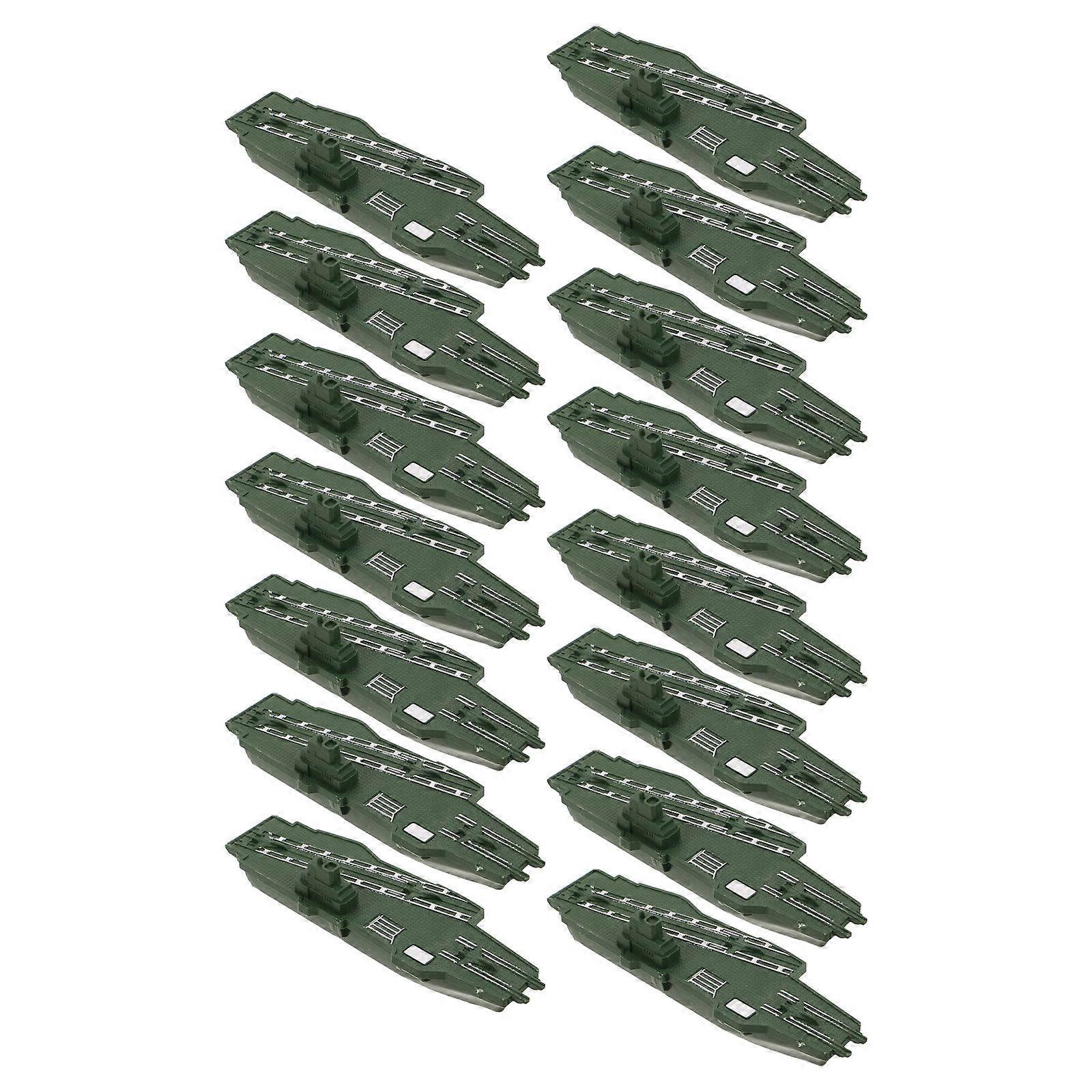 Aircraft Carrier Model Simulation for Decoration with 15Pcs Small Boat Statues