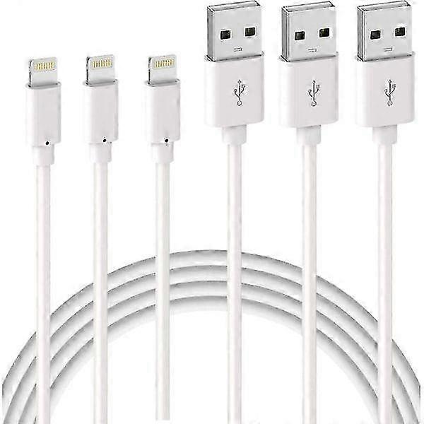 Lightning Charging Cable 2m 3-Pack for iPhone White USB Cable