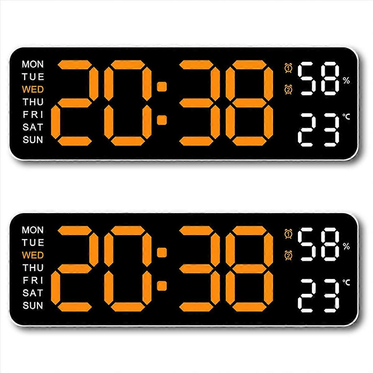 Large Digital Wall Clock Temperature and Humidity Week Display Electronic LED Table Alarm Clock 12/2