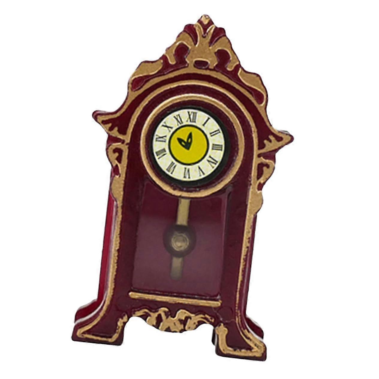 Vintage Miniature Pendulum Table Clock for Dollhouse Decor and Retro Shelf Display