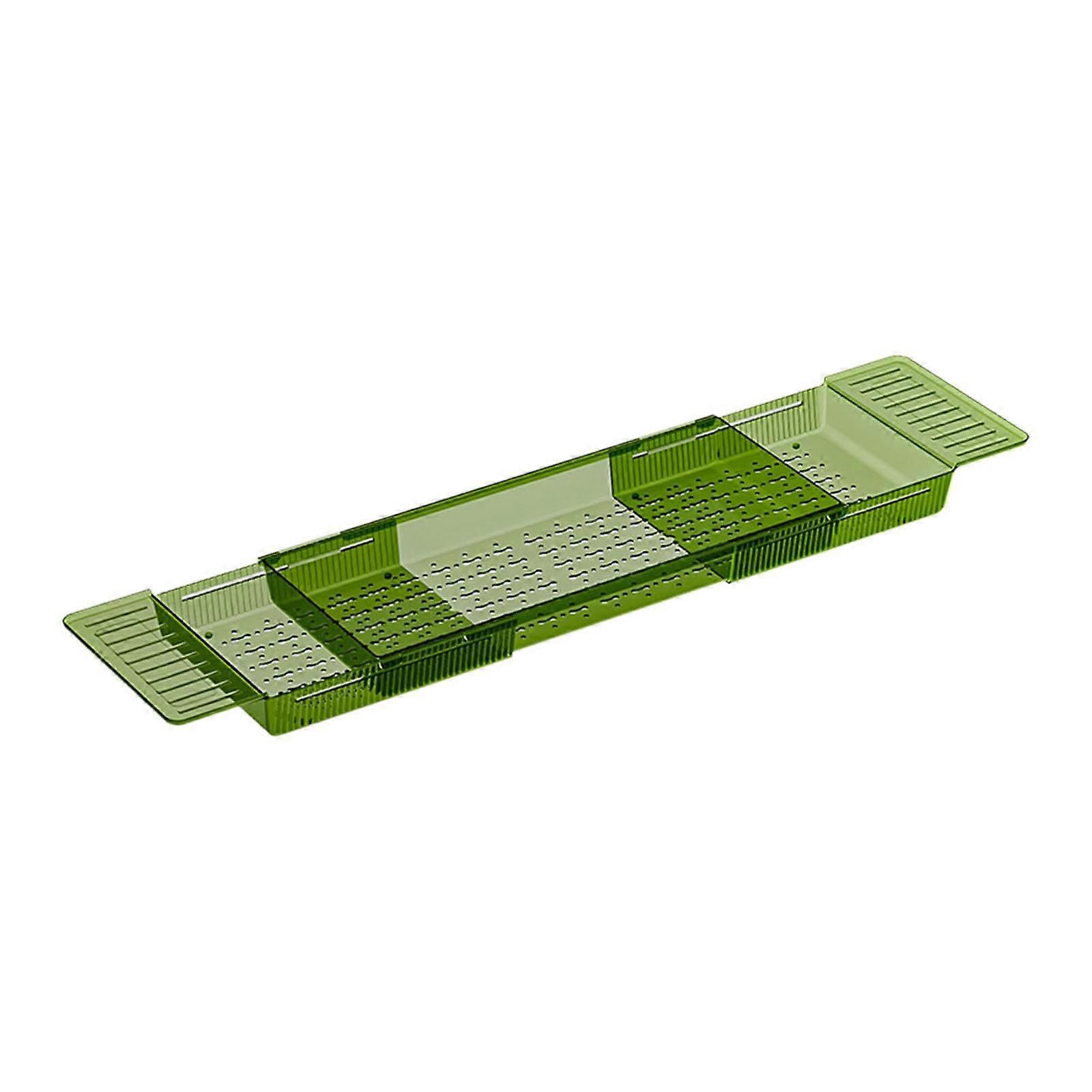 Bathtub Tray Caddy Expandable Bath Table with Book Stand Acrylic Shelf for Spa Reading Laptop Green