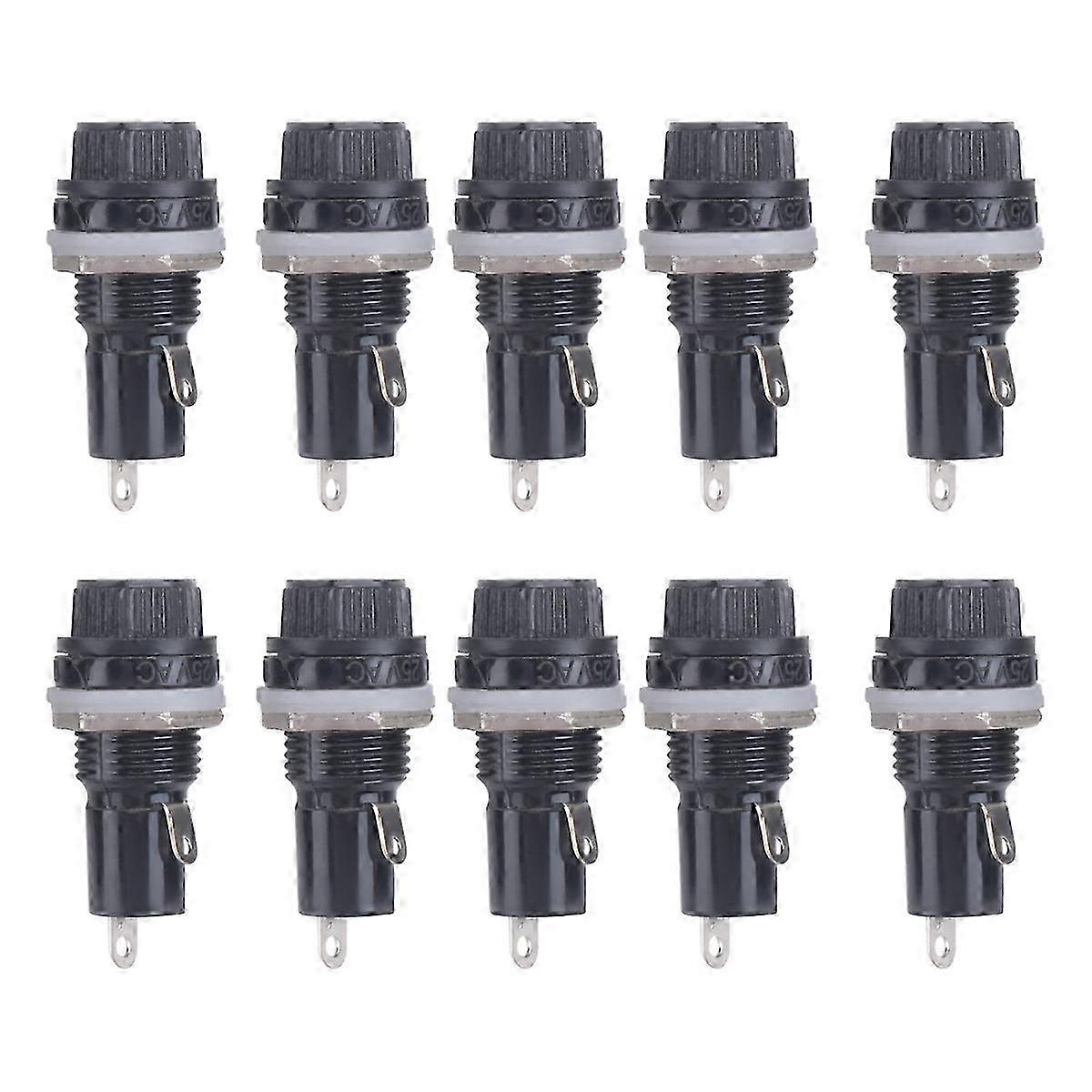 10Pcs 10A AC 250V 5mm x 20mm Panel Mounted Plastic Fuse Holder Socket