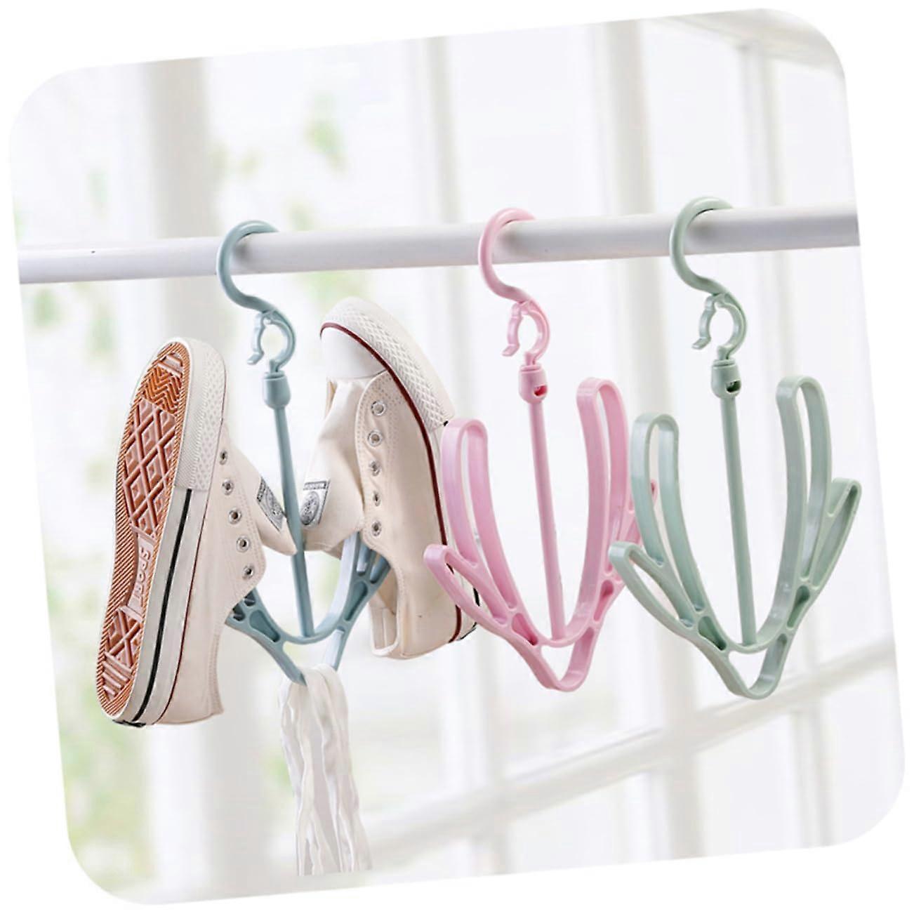 Outdoor Drying Rack Set of 10 Windproof PP Shoe Hangers with Double Hooks for Pink Shoes