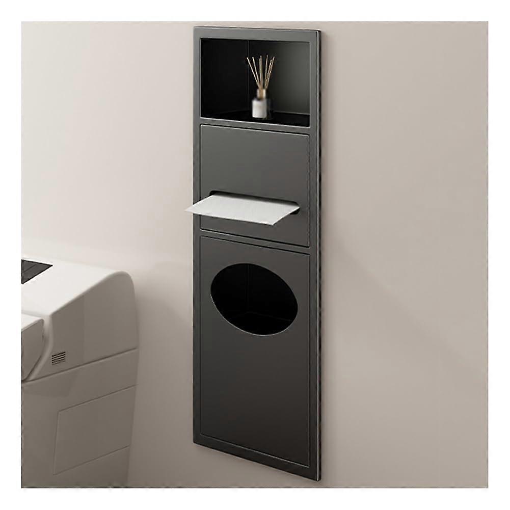 Stainless Steel Shower Waterproof Recessed Wall Shelf with BuiltIn Trash Can Caddy