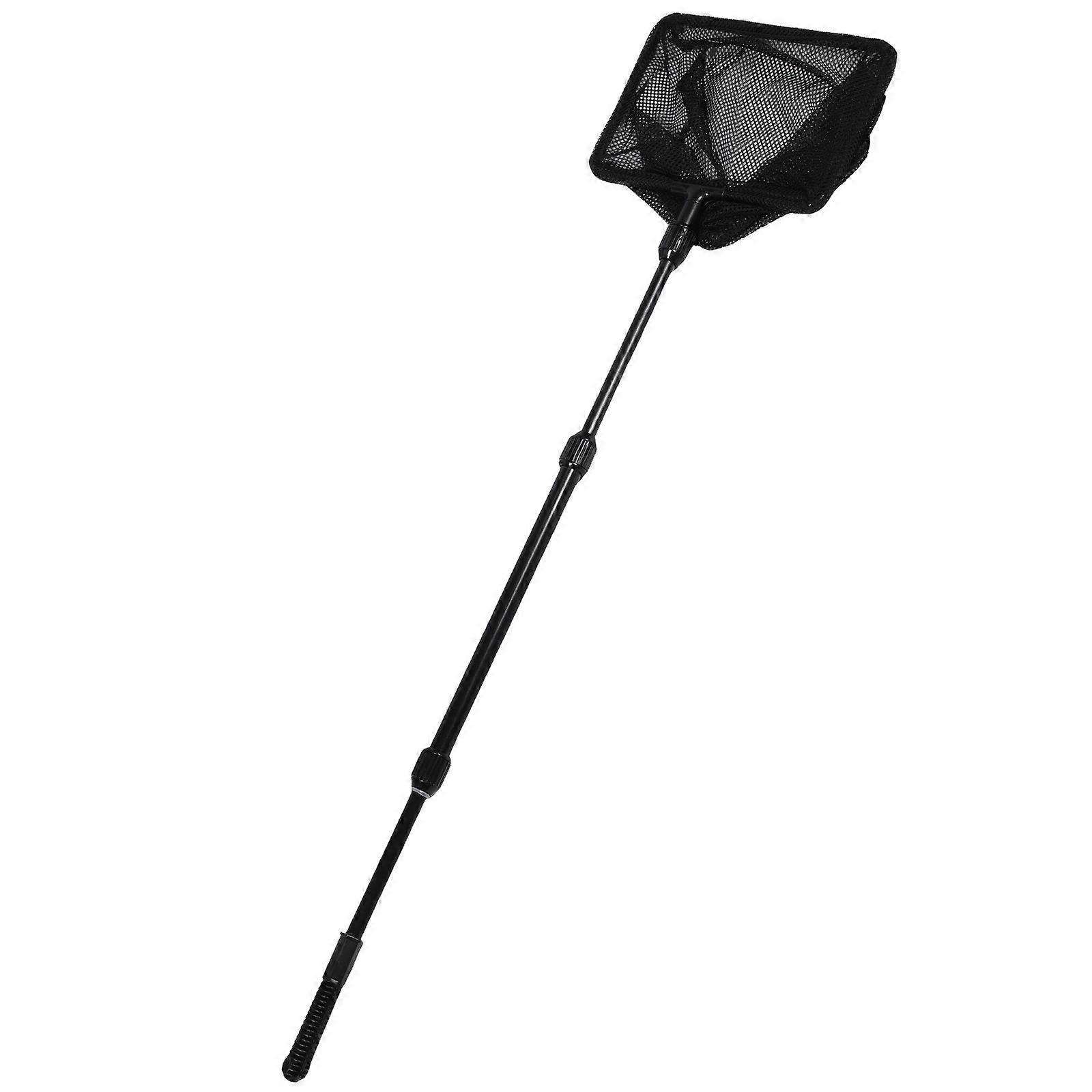 Telescopic Fishing Net Plastic Handle for Catching Use 2Pcs Black Durable Mesh