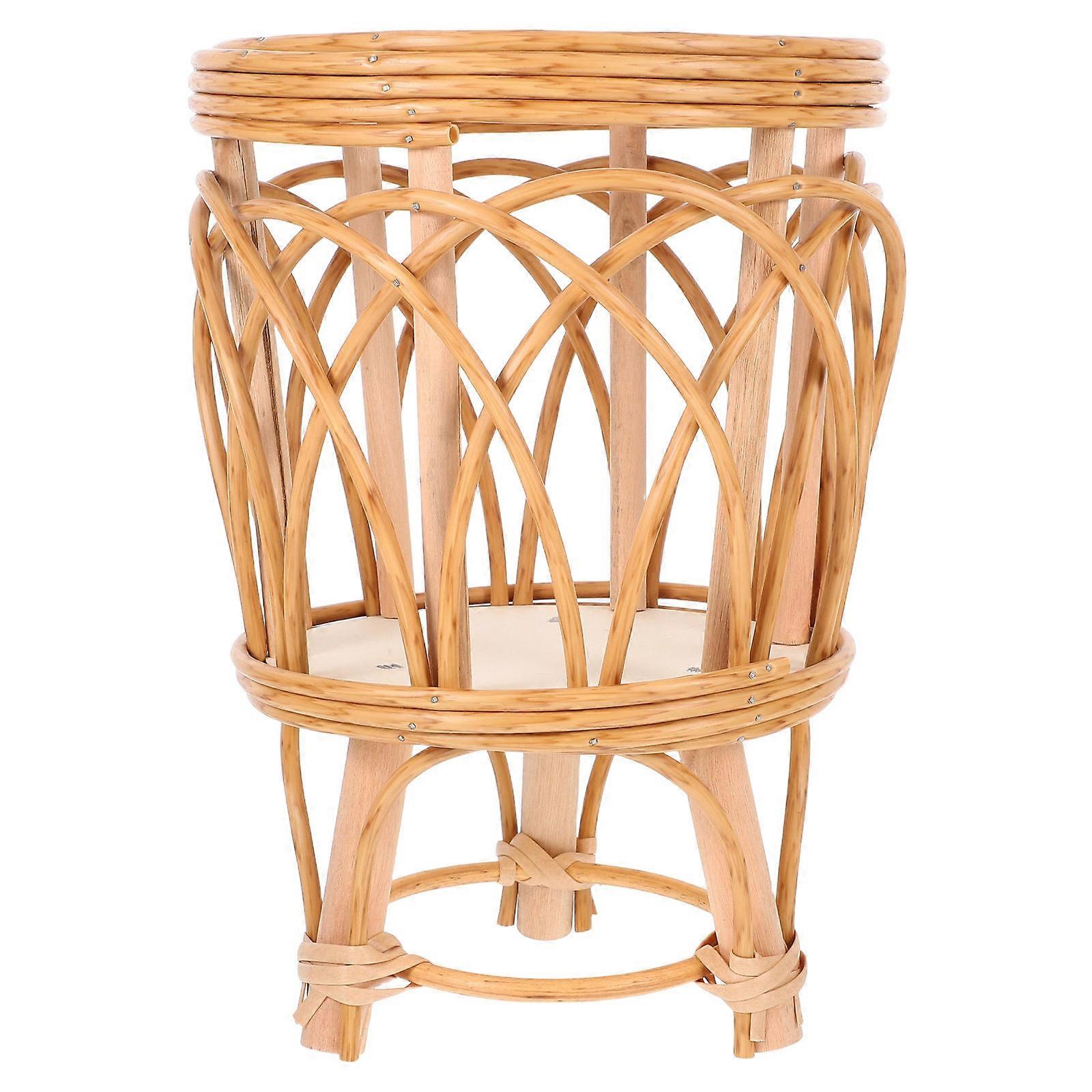 Wicker Plant Stand with Rattan Material Handcrafted for Storage Use Light Brown Color Sturdy Support 12.5 Inches
