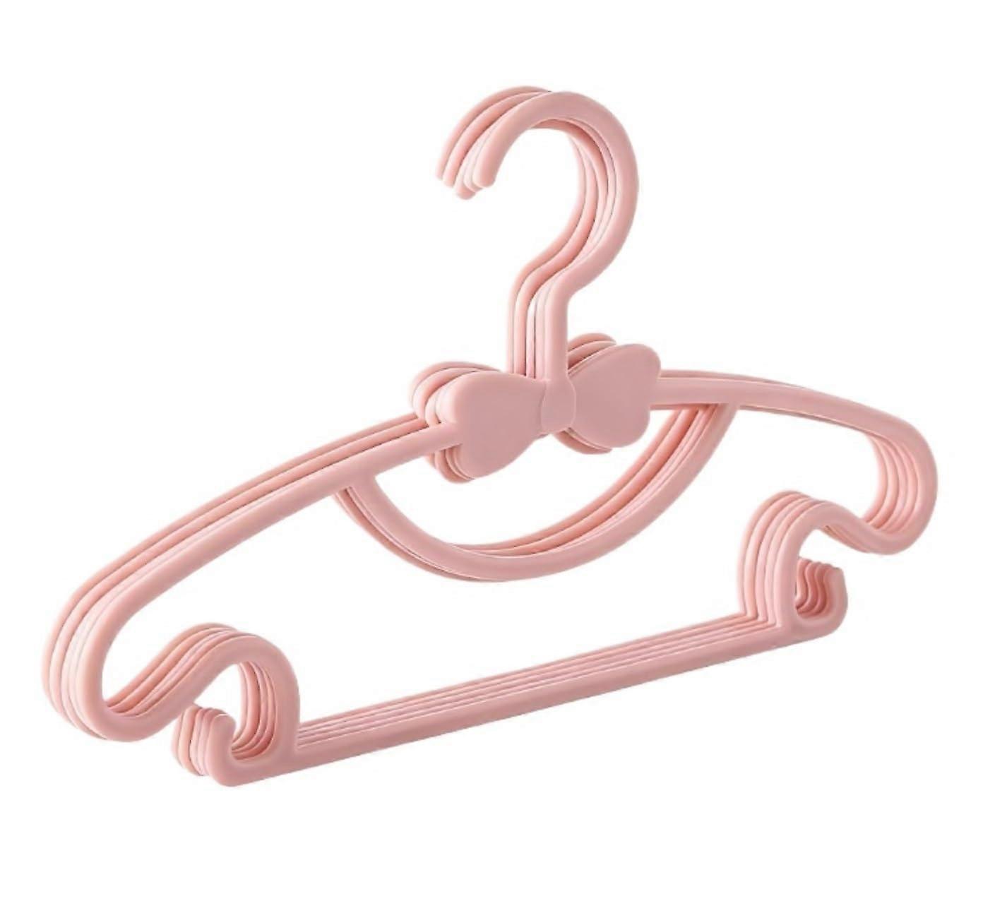Plastic Clothes Hangers with Butterfly Knot NonSlip Design for Balcony Use, Pink, Set of 60