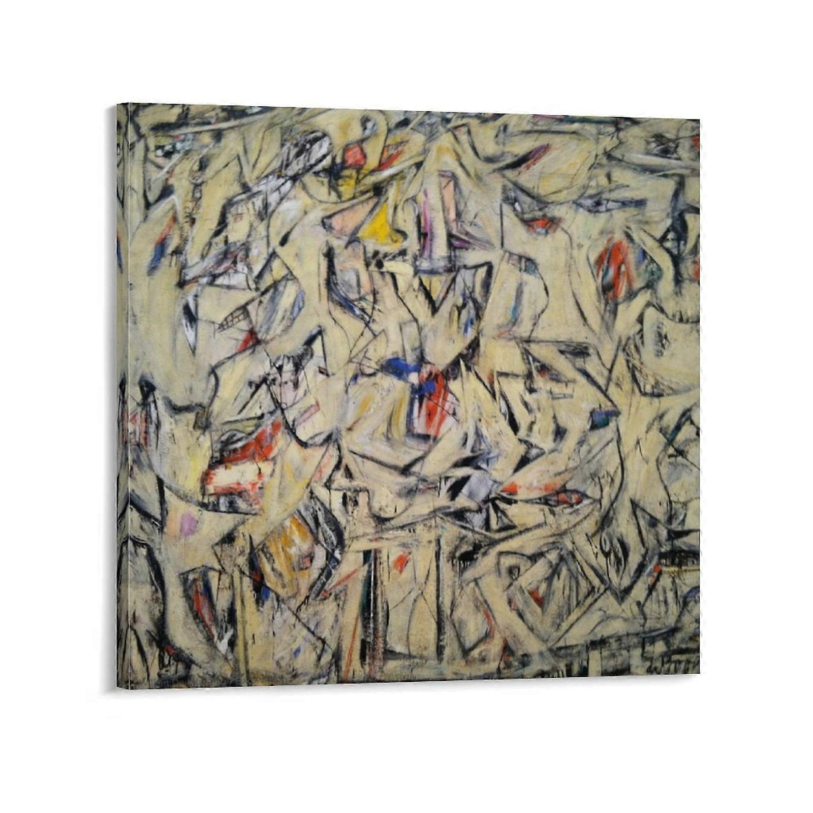 Willem De Kooning - Abstraktní obraz na plátně, tisk 12x12 palců, nástěnná dekorace do domácnosti, kompatibilní s moderním designem místnosti