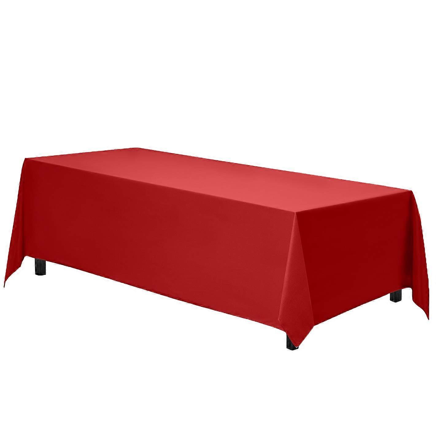 Rectangle Tablecloth 90 x 156 Inch Red FloorLength Polyester for 8 Foot Table Wedding Party
