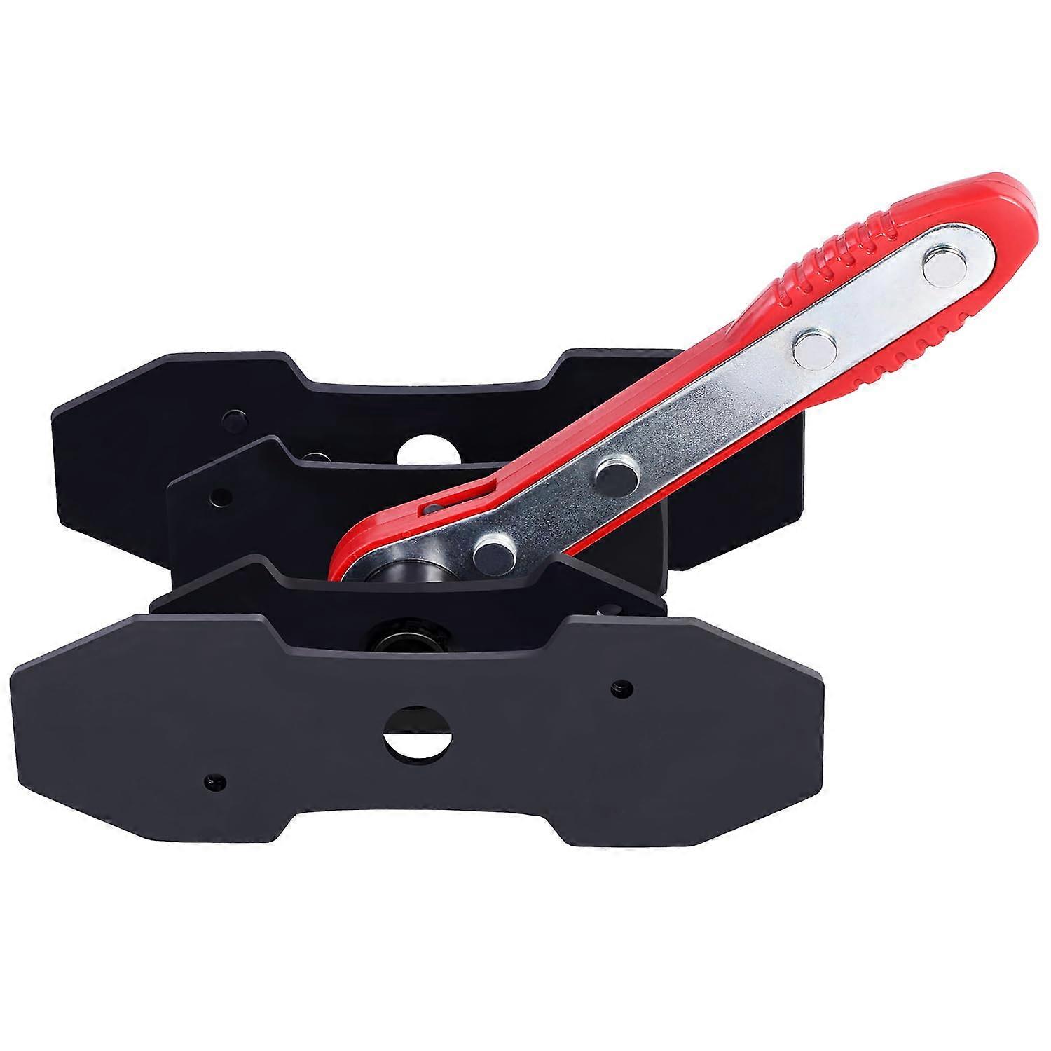 Brake Caliper Press Tool with 360° Ratchet, Adjustable Piston Spreader for Single Twin Quad Disc Brakes, Red