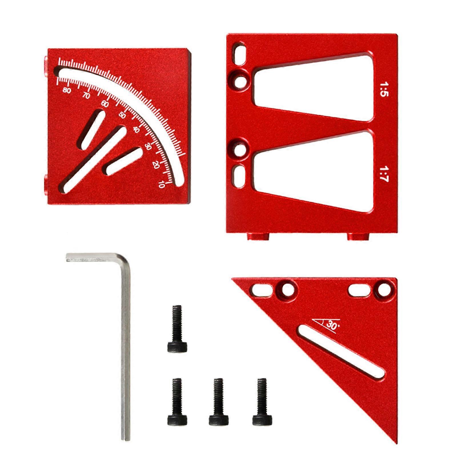 Carpenter Square Woodworking Square Protractor Aluminum Miter Triangles Ruler 3D Multi Angles 45/90 Degree Ruler  Red