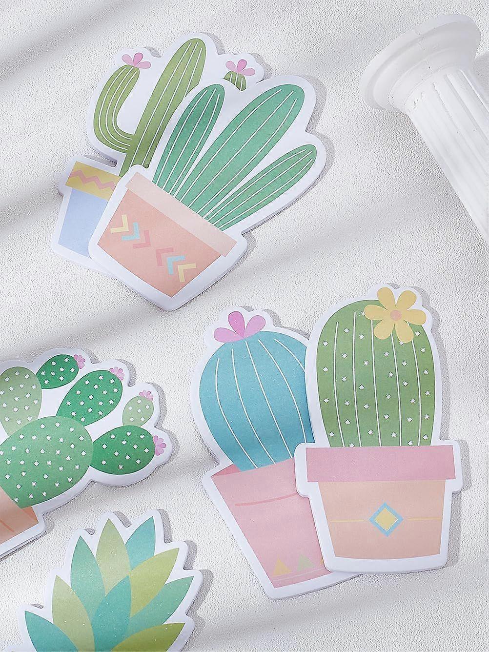 6Pcs Cactus Paper Sticky Notes Mixed Color Sticker Tabs Sticky Notes Aesthetic Super Sticking Power Memo Pads for Office School Home Meeting Reading N