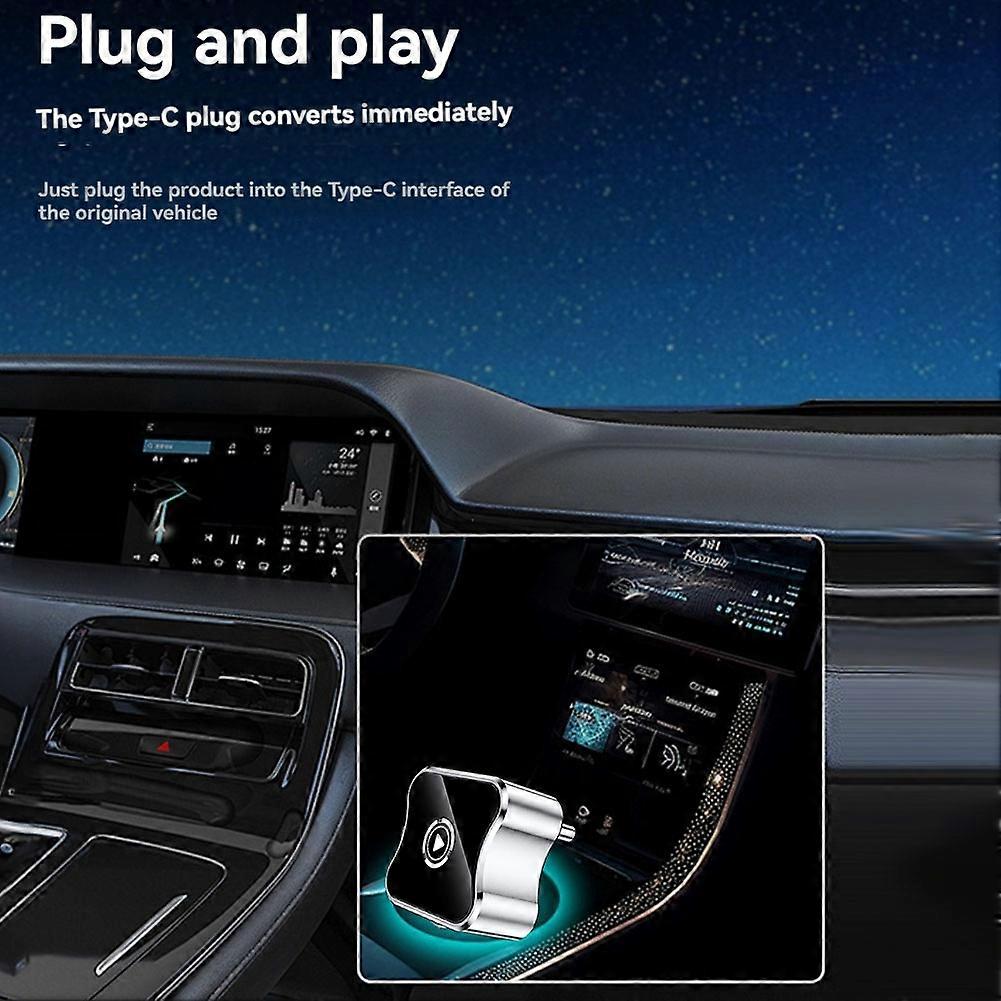 2in1 Wireless Carplay Adapter Android AUTO AI Box WiFi & Bluetooth Voice Control Wired CarPlay to Wireless Carplay B