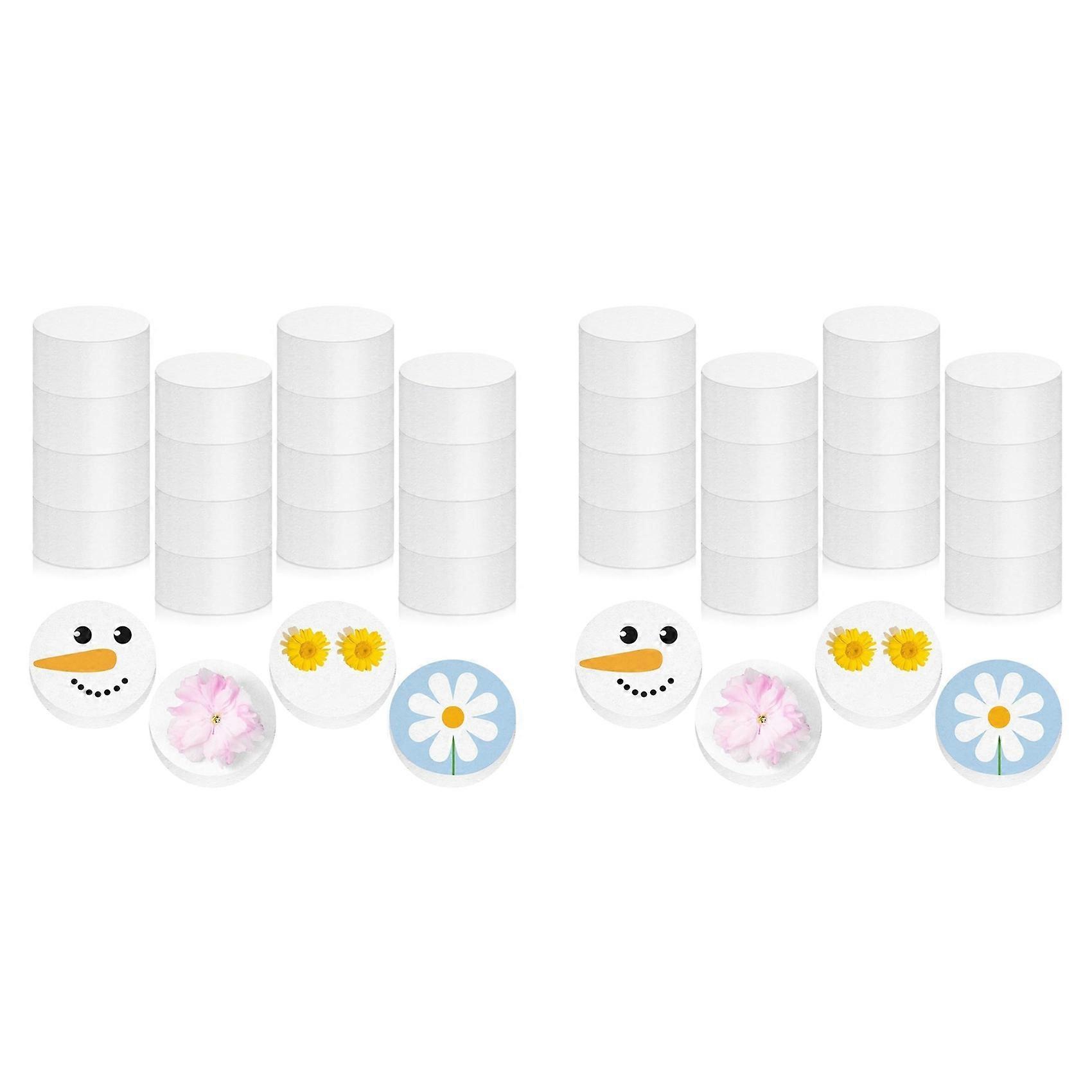 32 Pcs Foam Circles Polystyrene Foam Discs Cylinders Foam Crafts Round Foam White Block for DIY Arts Sculpture Modeling