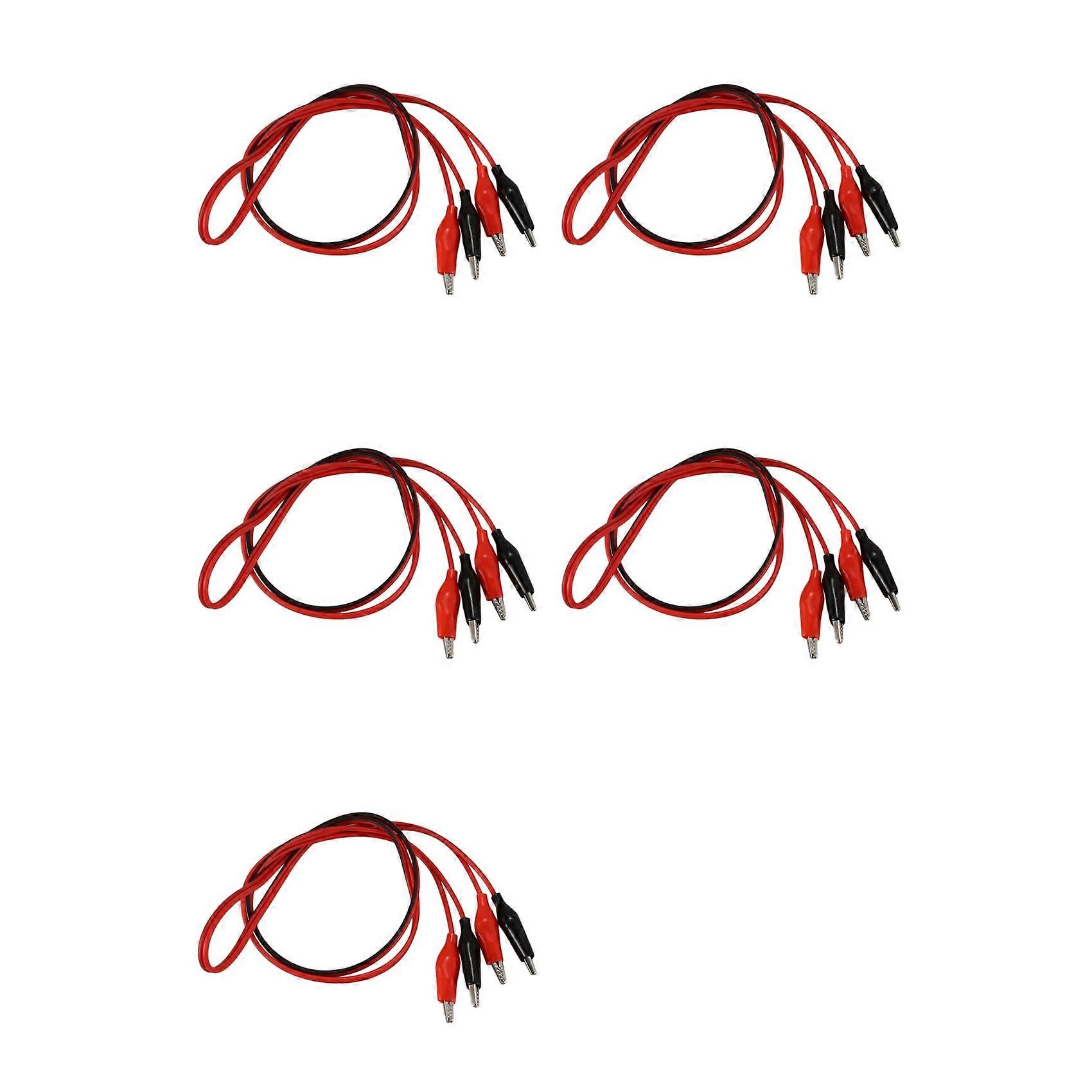 5pcs 1M Double-End Alligator Clips Test Lead Jumper Wire