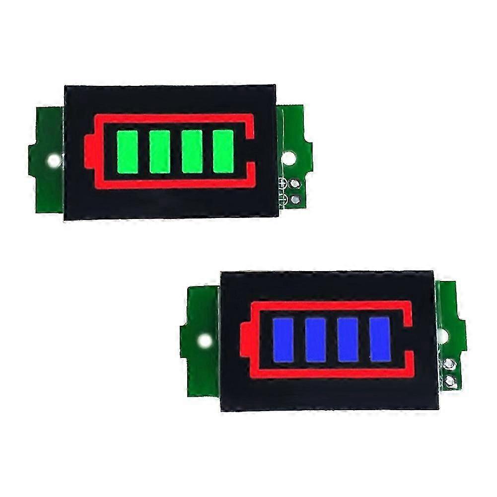 2 Pcs 1-8S Lithium Battery Meter Display Module Blue Three String LED Lithium Battery Pack Indicator Board