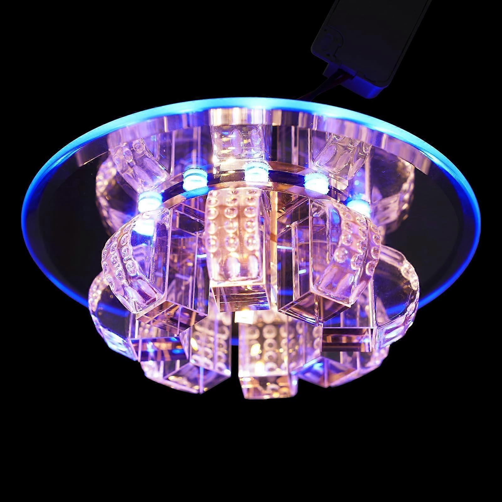 LED Crystal Ceiling Light Flush Mount Chandelier with Adjustable Color Temperature for Living Room