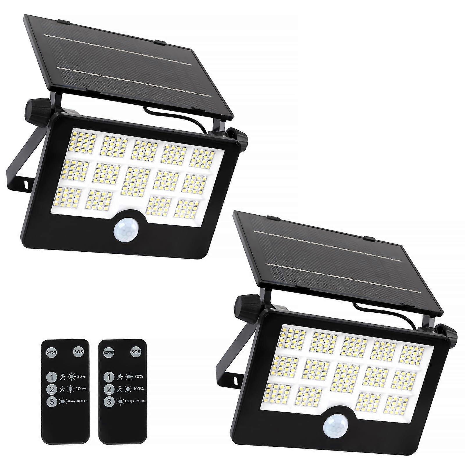 Solar Flood Light 2 Pack, 1800LM LED Outdoor Motion Sensor, IP65 Waterproof Dusk to Dawn Security