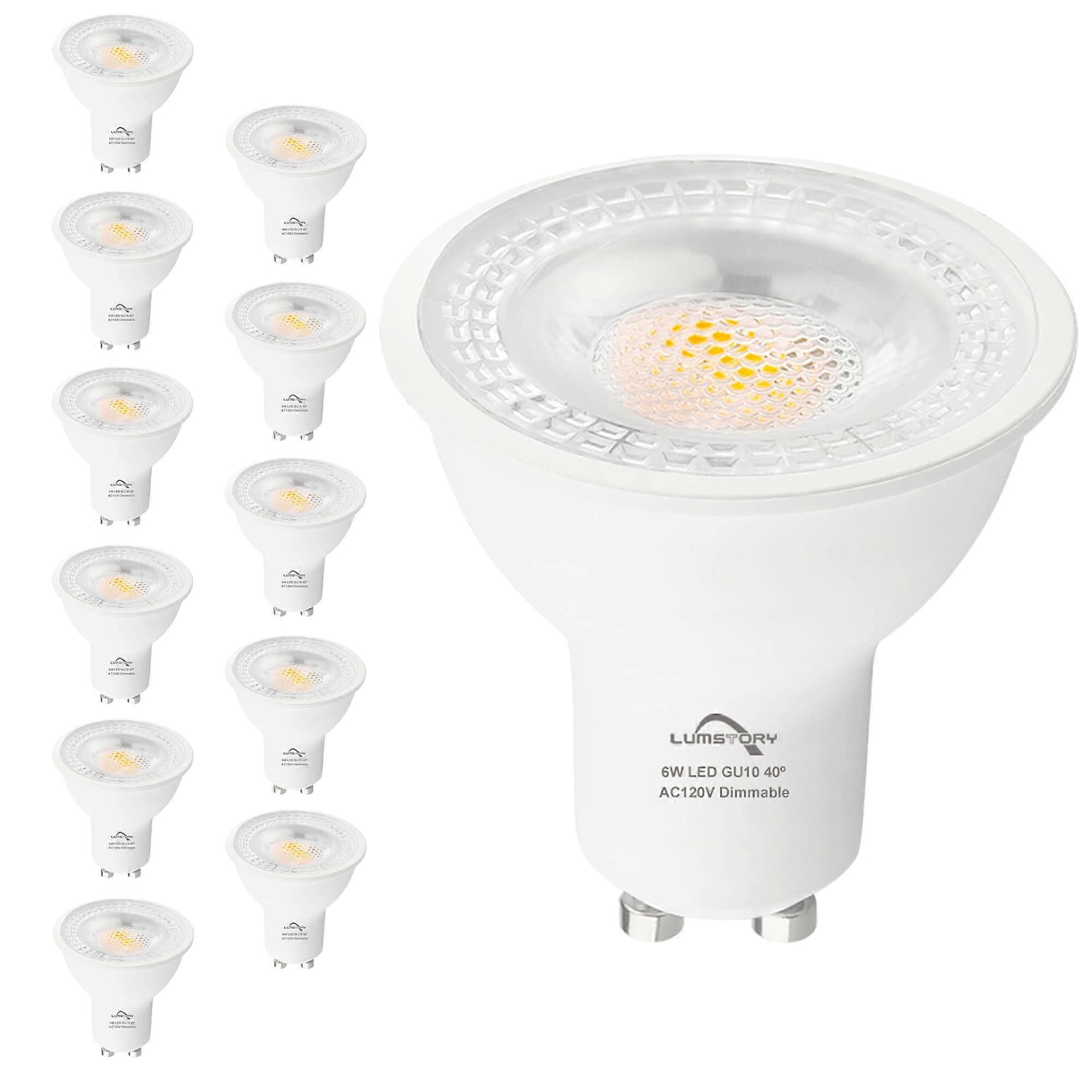 12Pack GU10 LED Bulbs 3000K Warm White 6W Dimmable Spotlights for Track and Recessed Lighting