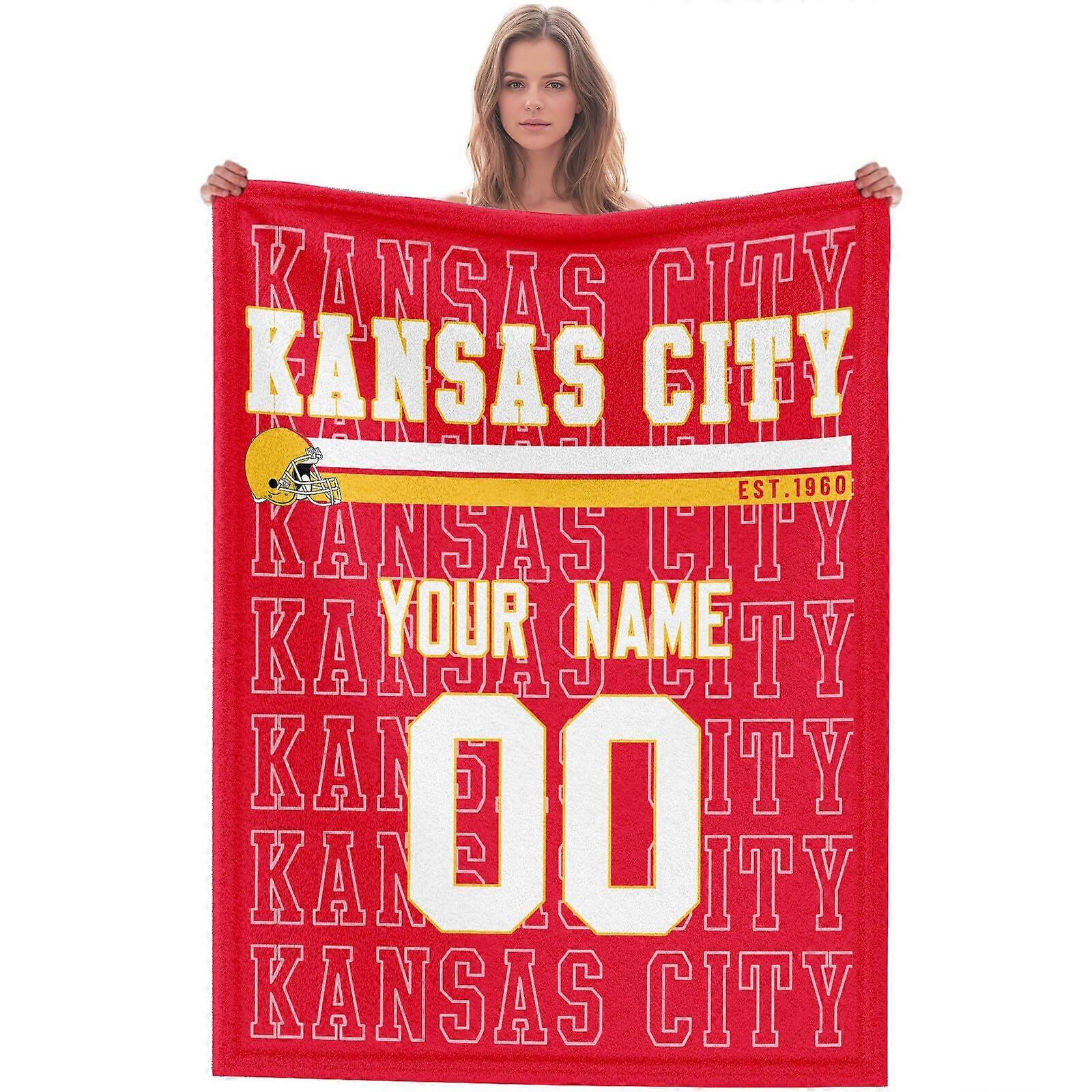 Custom Football Blanket with Name and Number, Soft Flannel Throw for Couch or Bed, Team Colors, Multiple Sizes