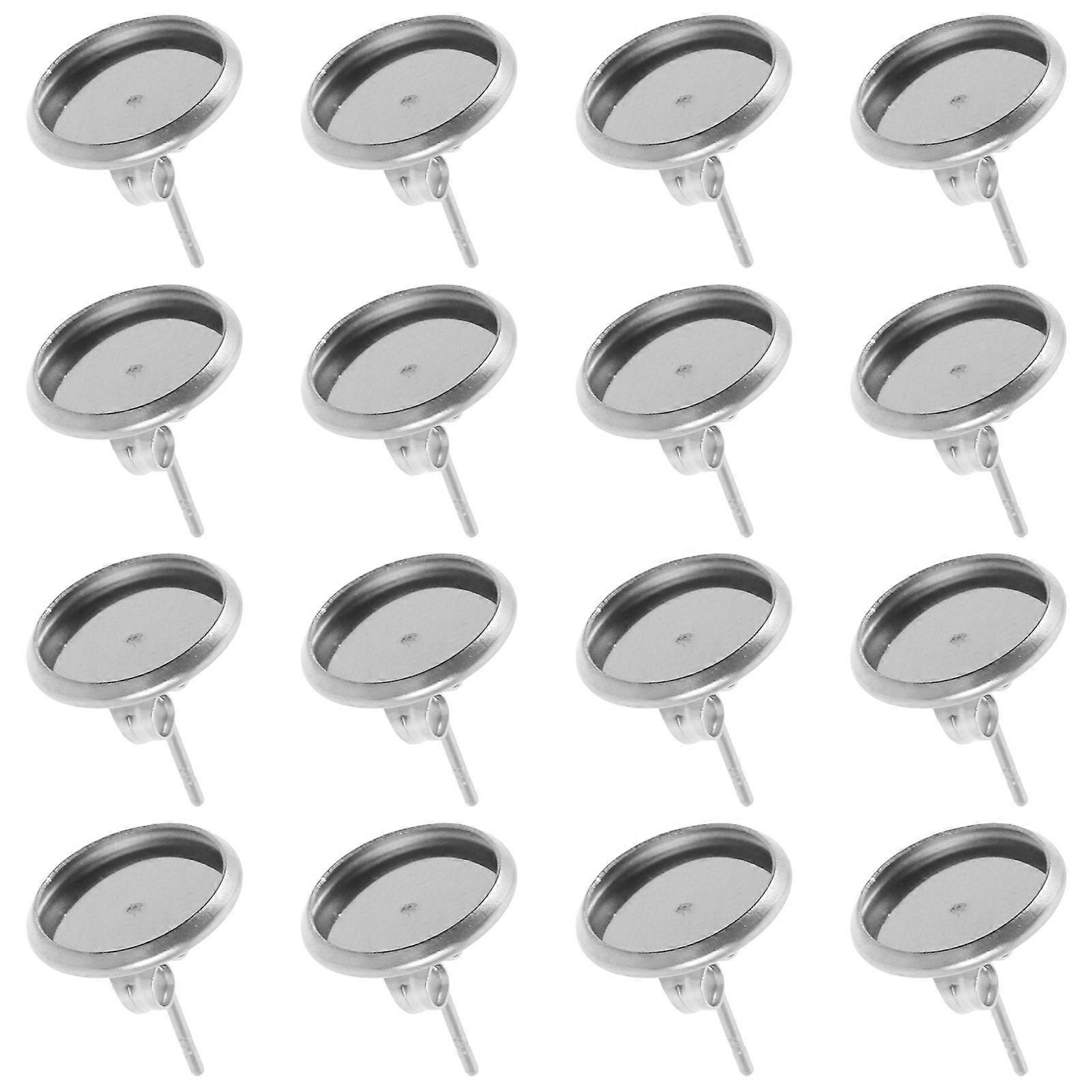 Silver Metal Earring Blanks for DIY Use with Durable Flat Round Bezel Tray Base 20Pcs