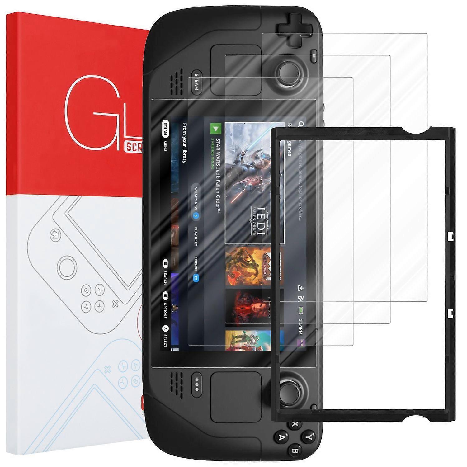 4x Full Screen Tempered Glass Compatible with Valve Steam Deck 4in1 Screen Protector - 4 Pack Tempered Screen Protector with Installation Aid