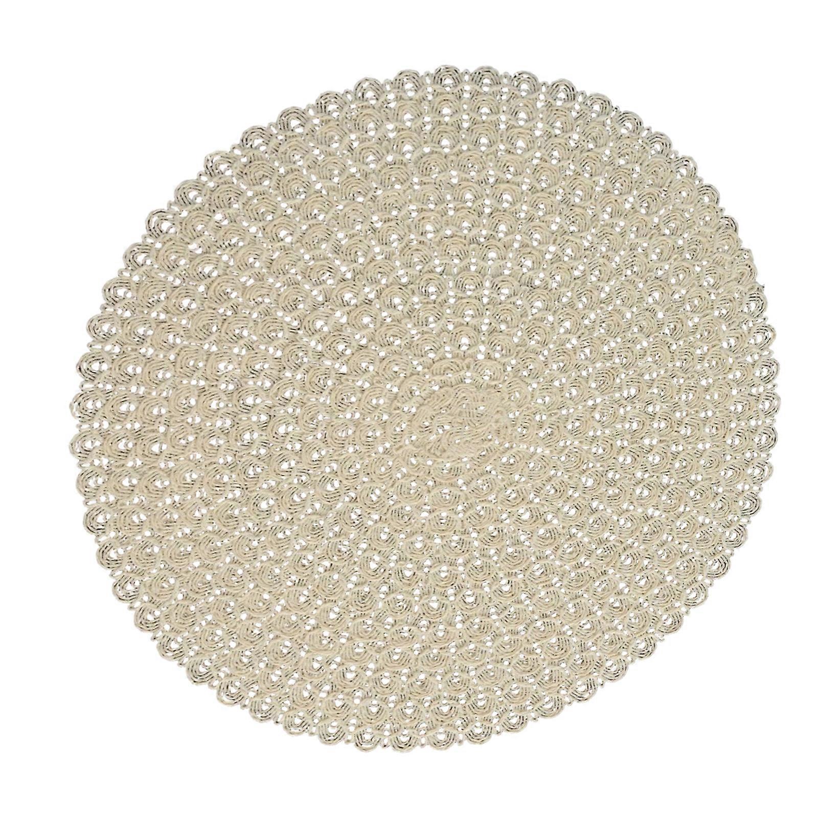 Decorative Round Placemat Paper Materials Heat Resistant for Table Protective 38cm Diameter  White