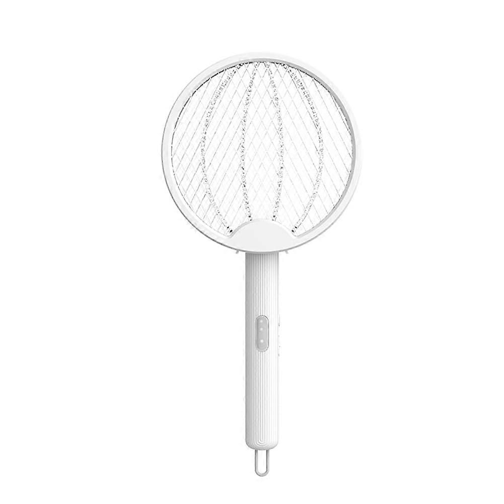 Electric Mosquito Swatter 3000V Instant Kill with LED Light Foldable Handle Indoor Bug Zapper White