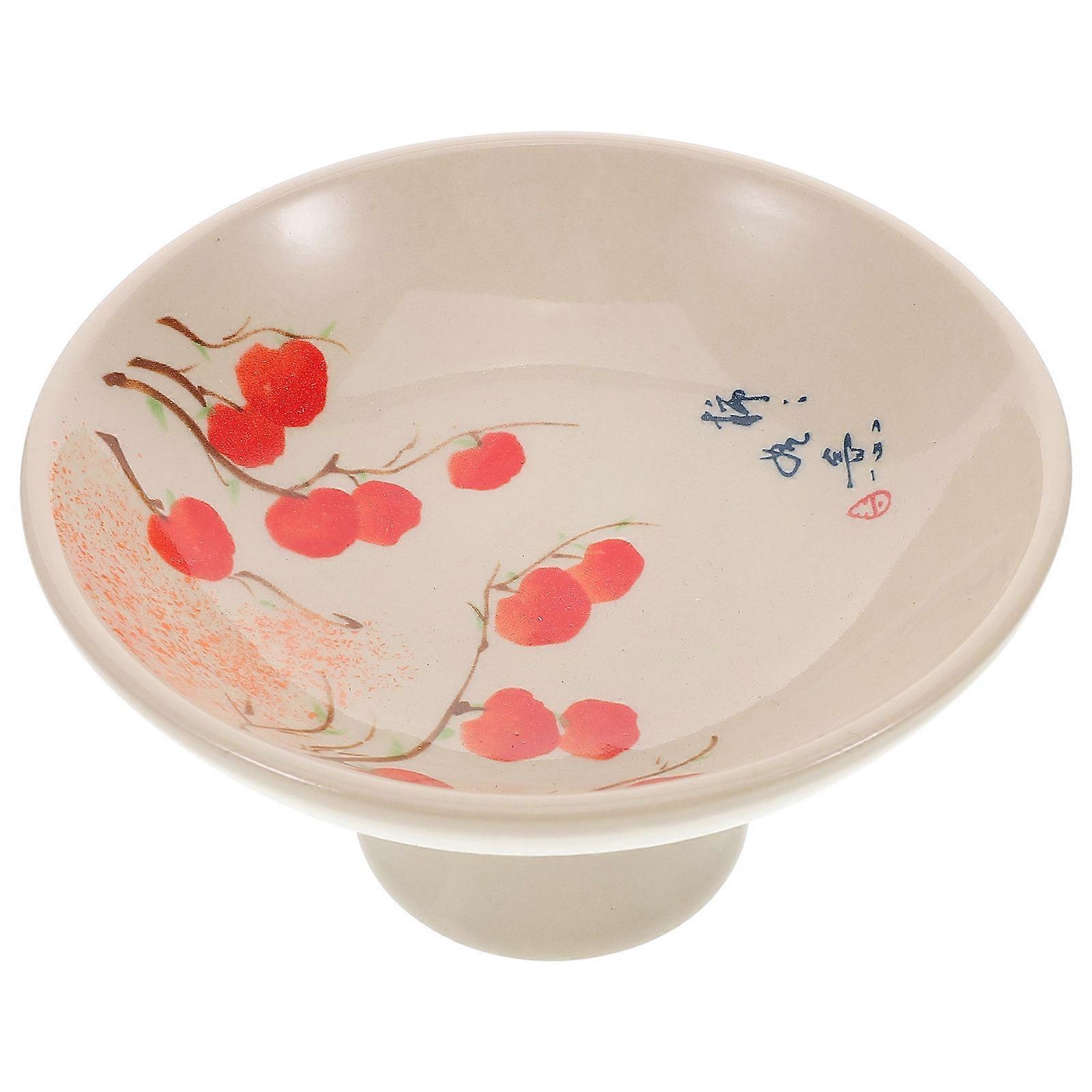 Multi Color Fruit Plate Ceramic Footed Plate for Serving Snacks
