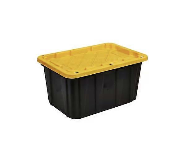 57 Gallon Heavy Duty Storage Tote with Yellow Lid, Large Stackable Plastic Storage Bin for Garage