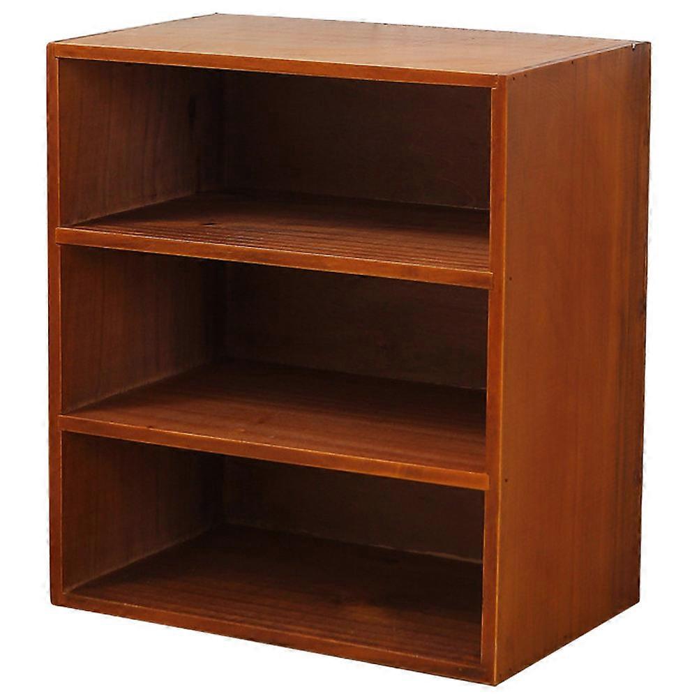 Wood Book Holder for Desktop Storage Rack with Multiple Layers