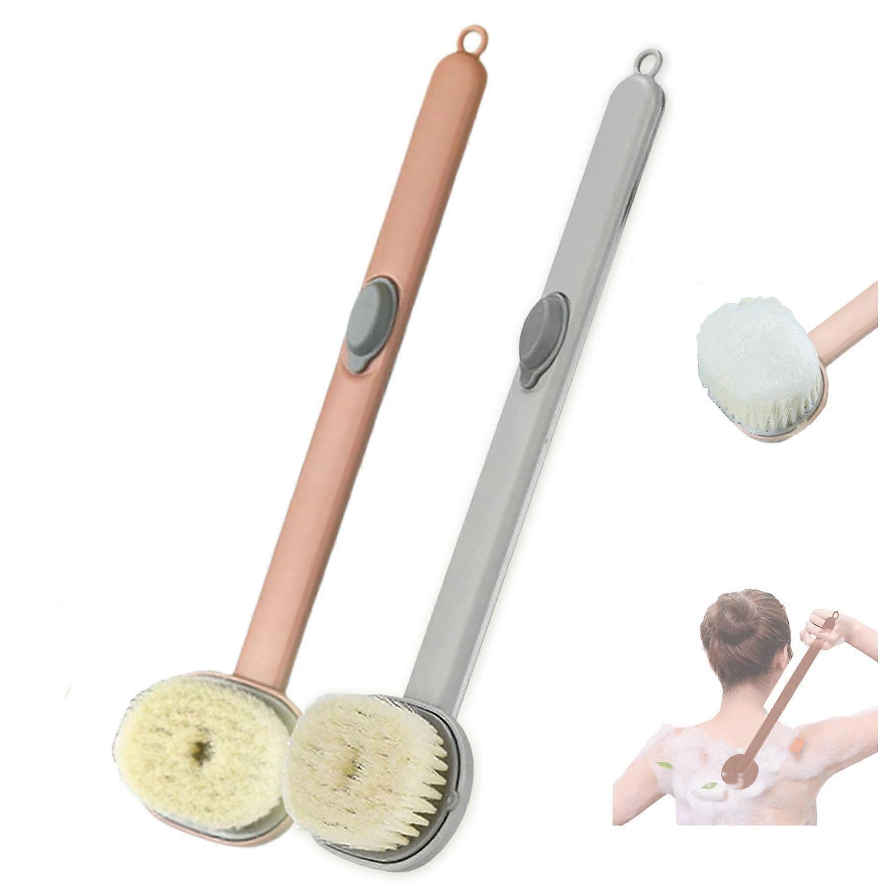 Shower Back Brush with BuiltIn Soap Dispenser, Long Handle Bath Brush for Exfoliating, 2 Pack