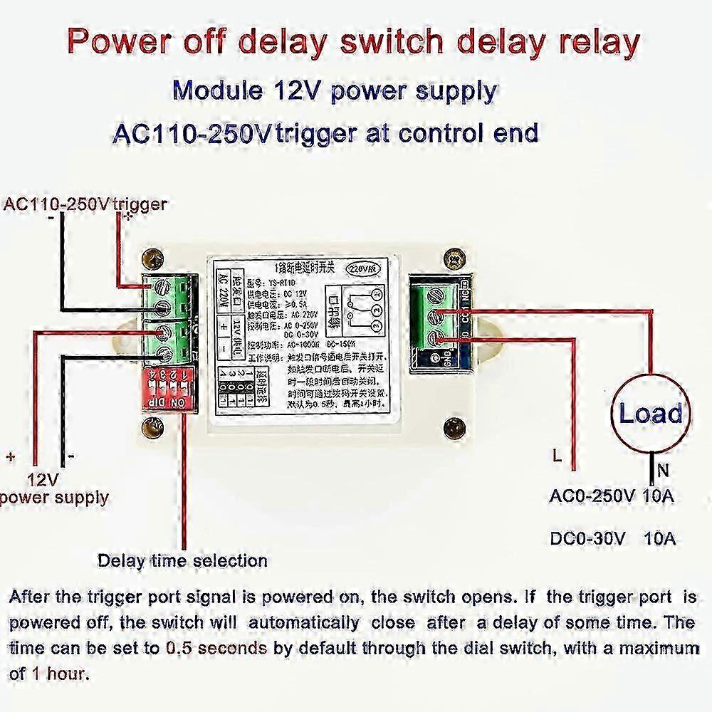 Trigger Version Time Relay compatible with Power Disconnect, AC110V-220V 12V 24V Switch